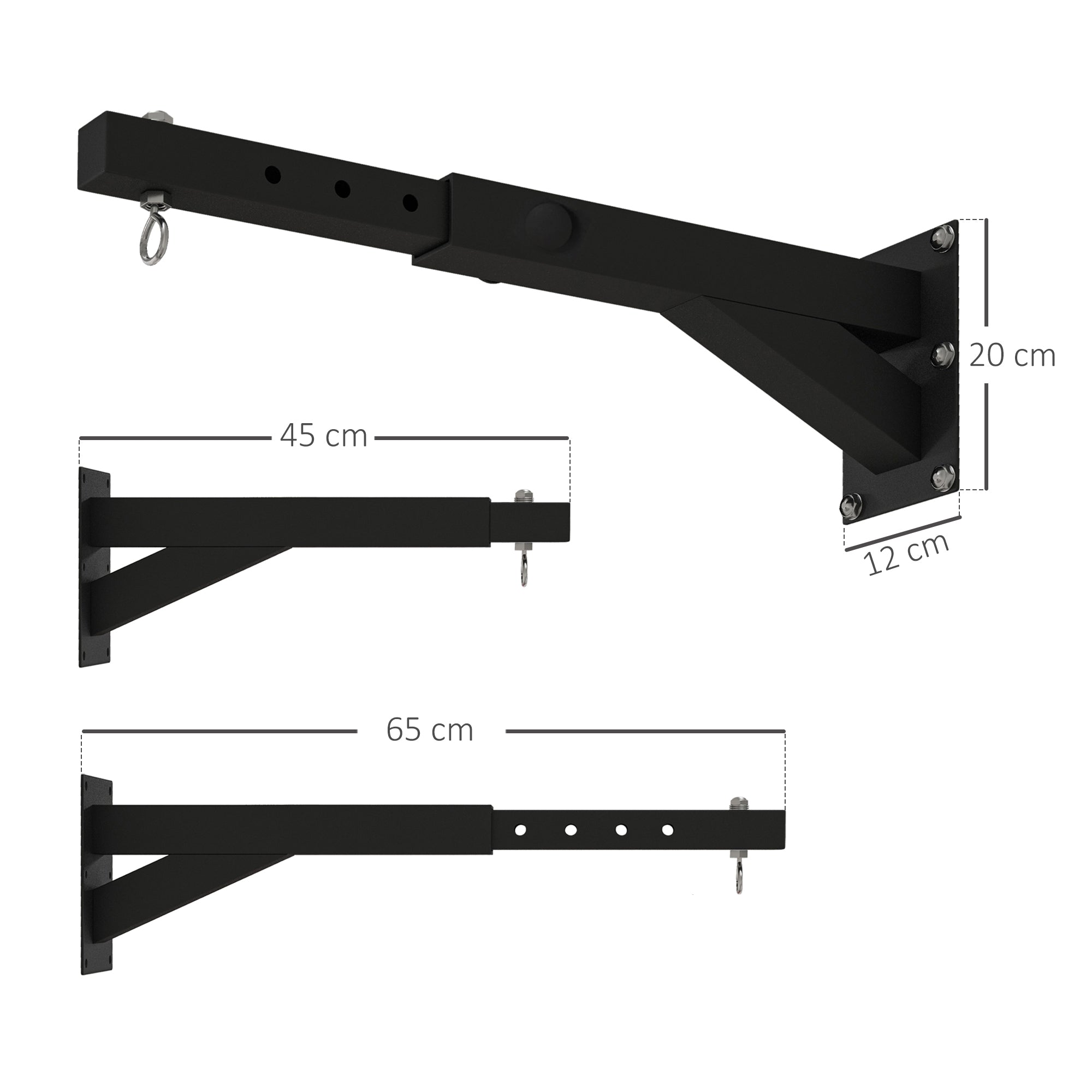 SPORTNOW Punch Bag Wall Bracket, 5-Length Adjustable Boxing Bag Bracket for Kickboxing, Muay Thai, Punching Training - North Peak Garden Furniture