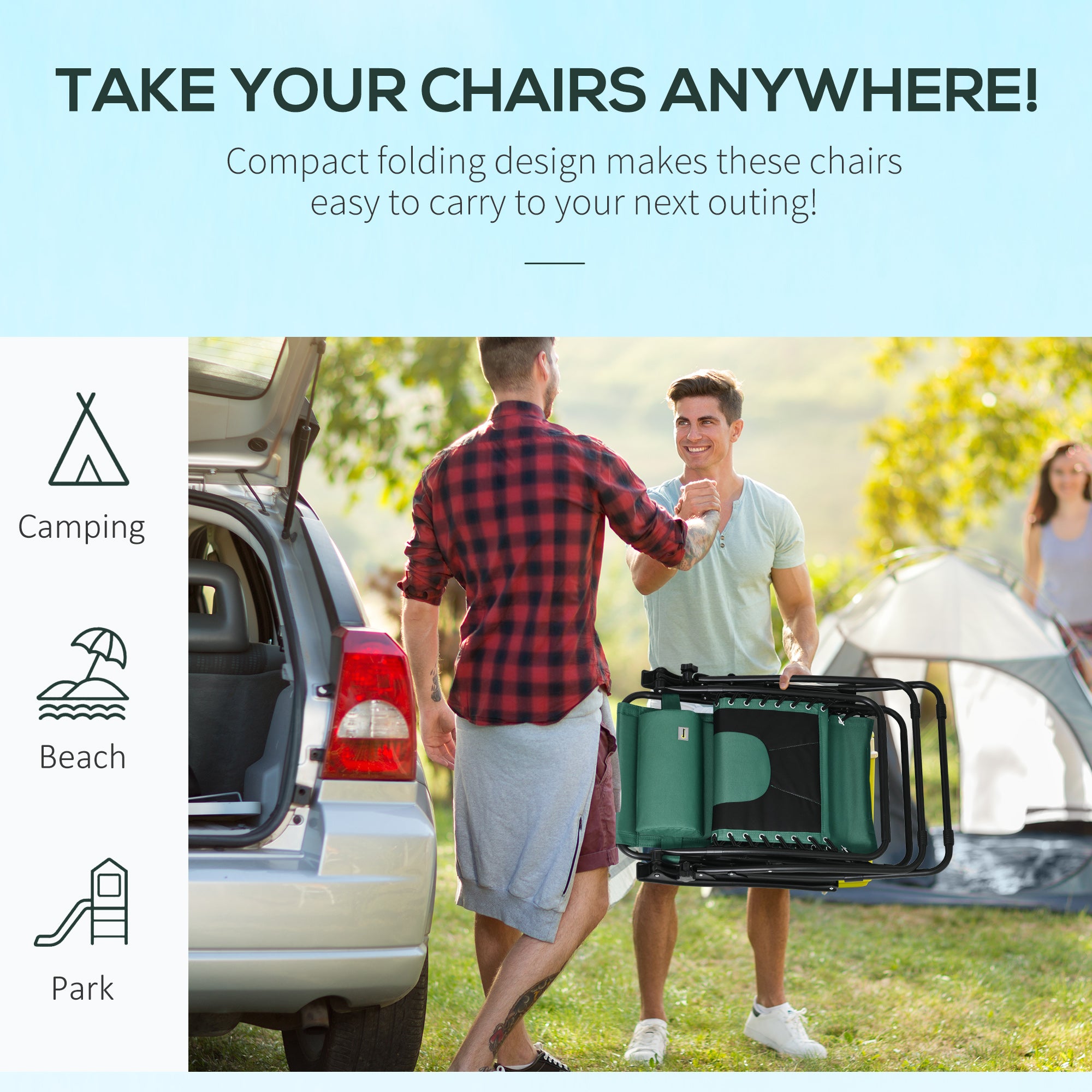 Outsunny Zero Gravity Lounger Chair, Folding Reclining Patio Chair with Padded Seat, Cup Holder, Soft Cushion and Headrest for Poolside, Camping, Green - North Peak Garden Furniture