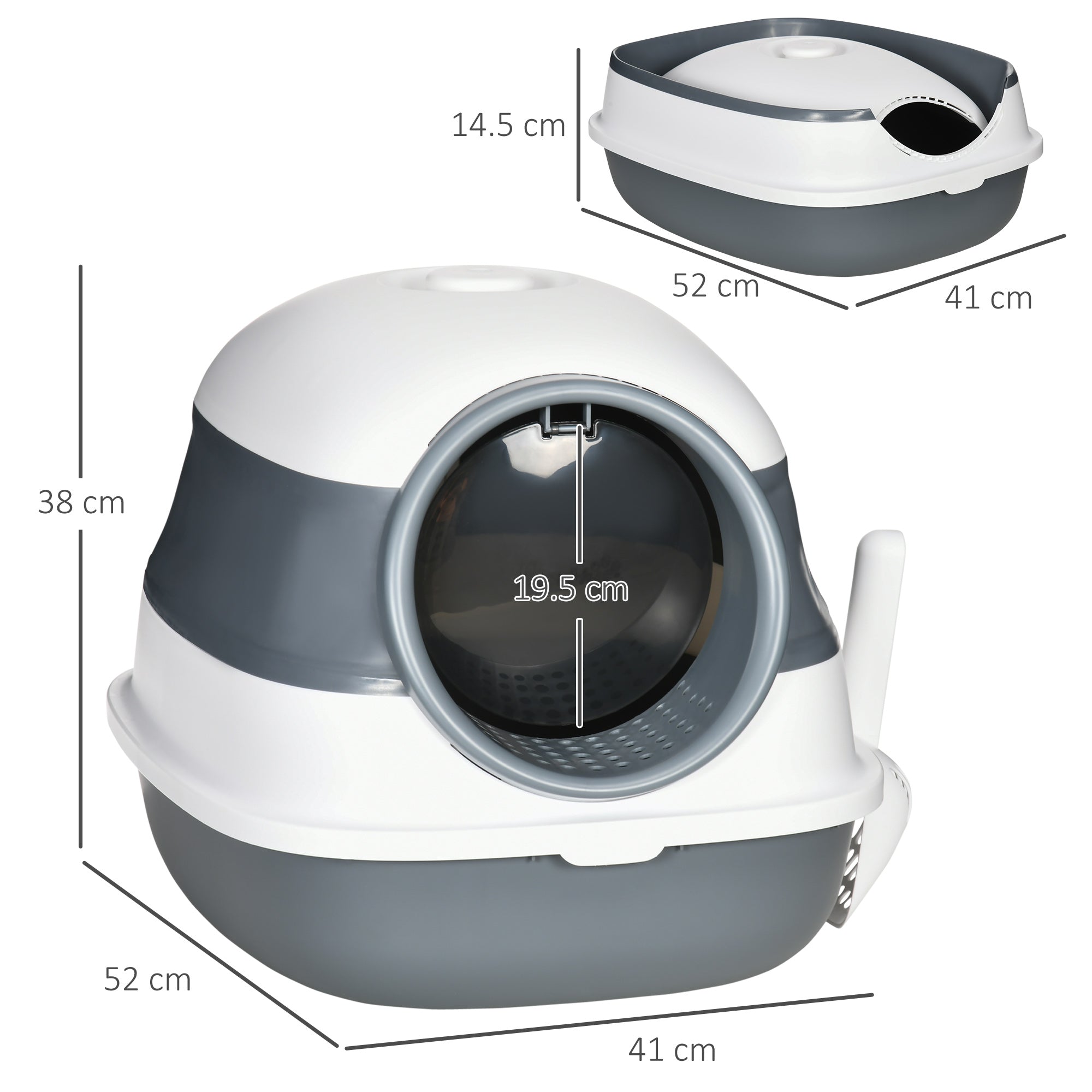 PawHut Foldable Cat Litter Tray with Lid, Deodorant, Scoop, White - North Peak Garden Furniture