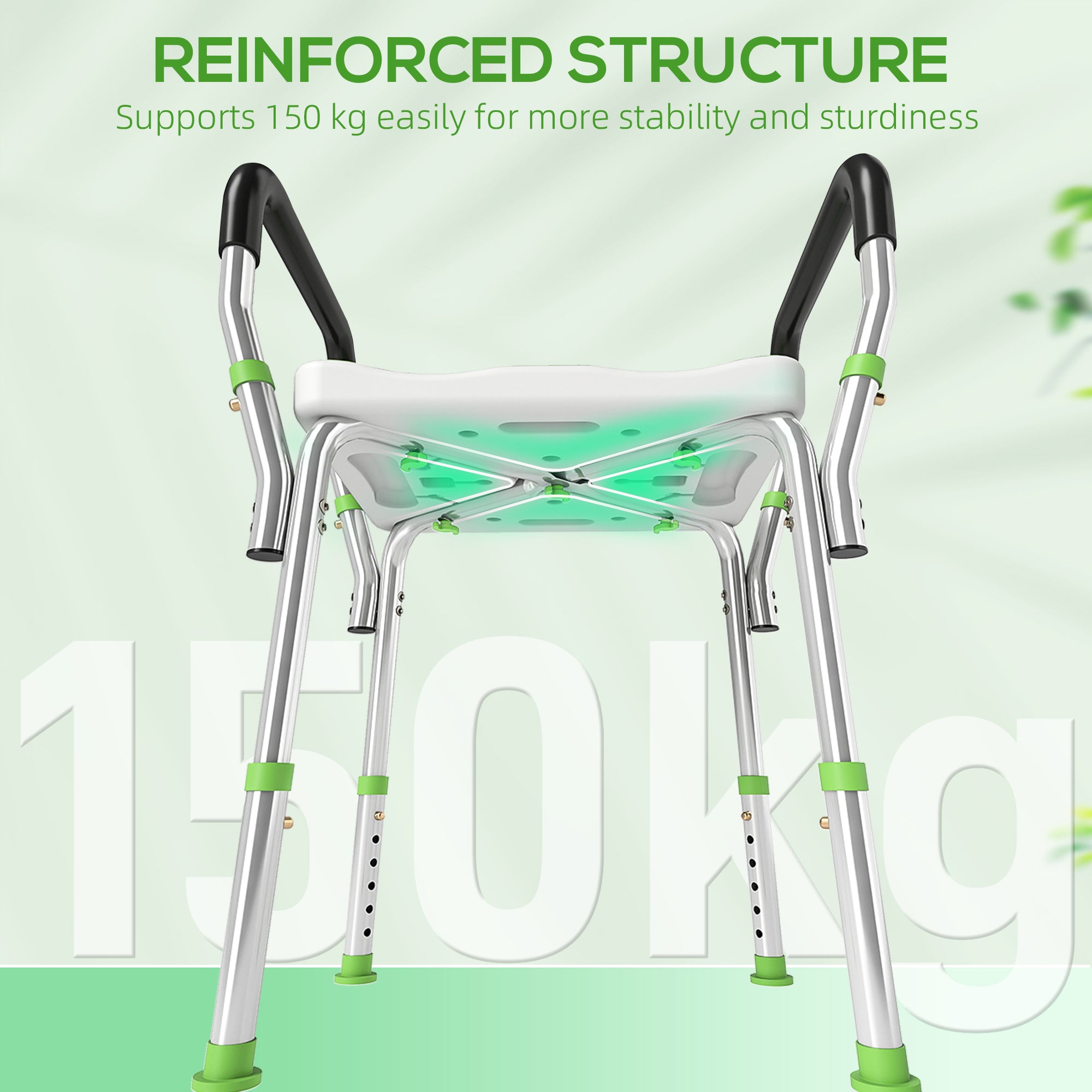 HOMCOM 57-69cm Aluminium Frame Bath Seat