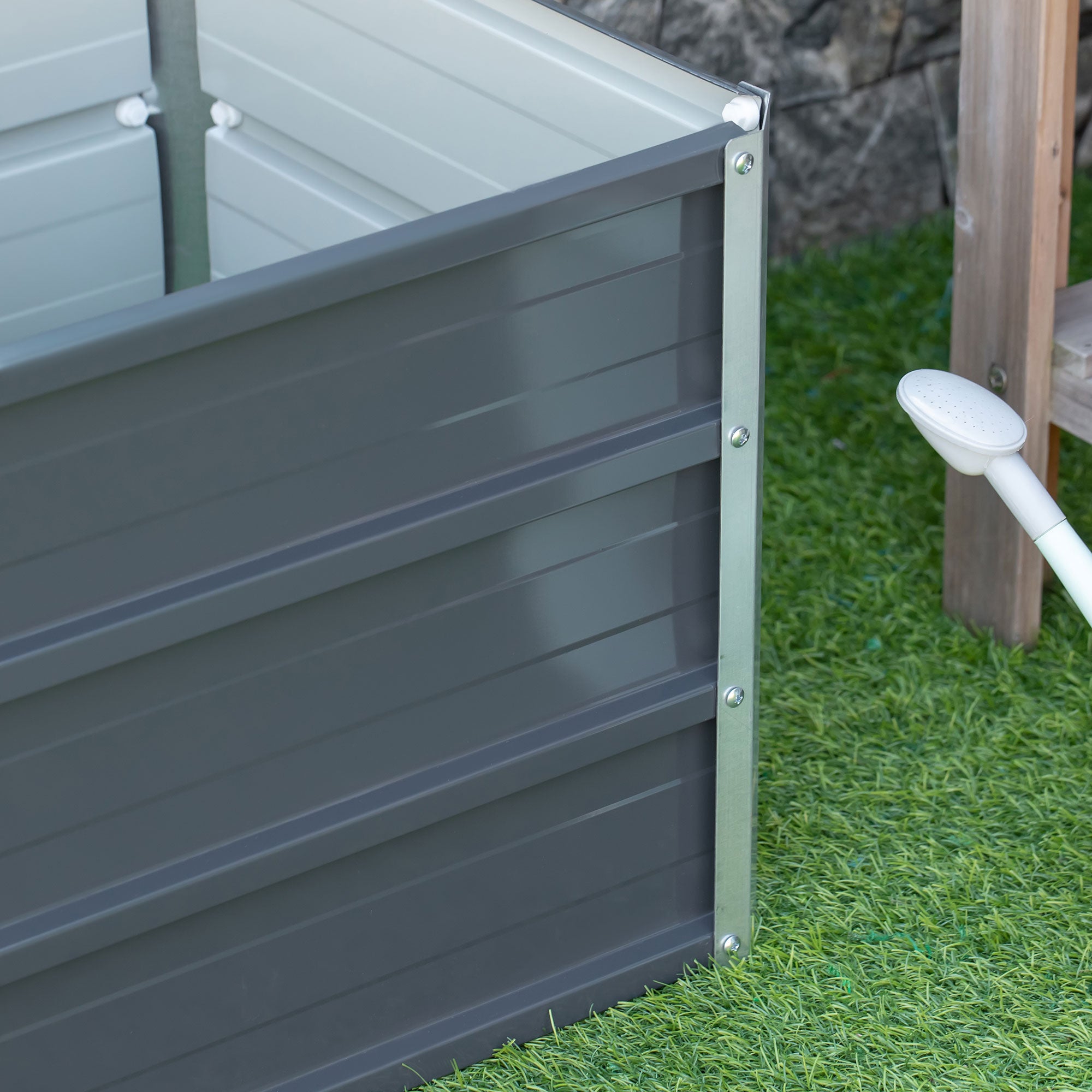 Outsunny 108L Raised Garden Bed, Galvanized Steel Elevated Planter Box w/ Installation Gloves for Backyard, Patio to Grow Vegetables, Herbs, and Flowers, 66 x 47 x 40cm, Grey - North Peak Garden Furniture