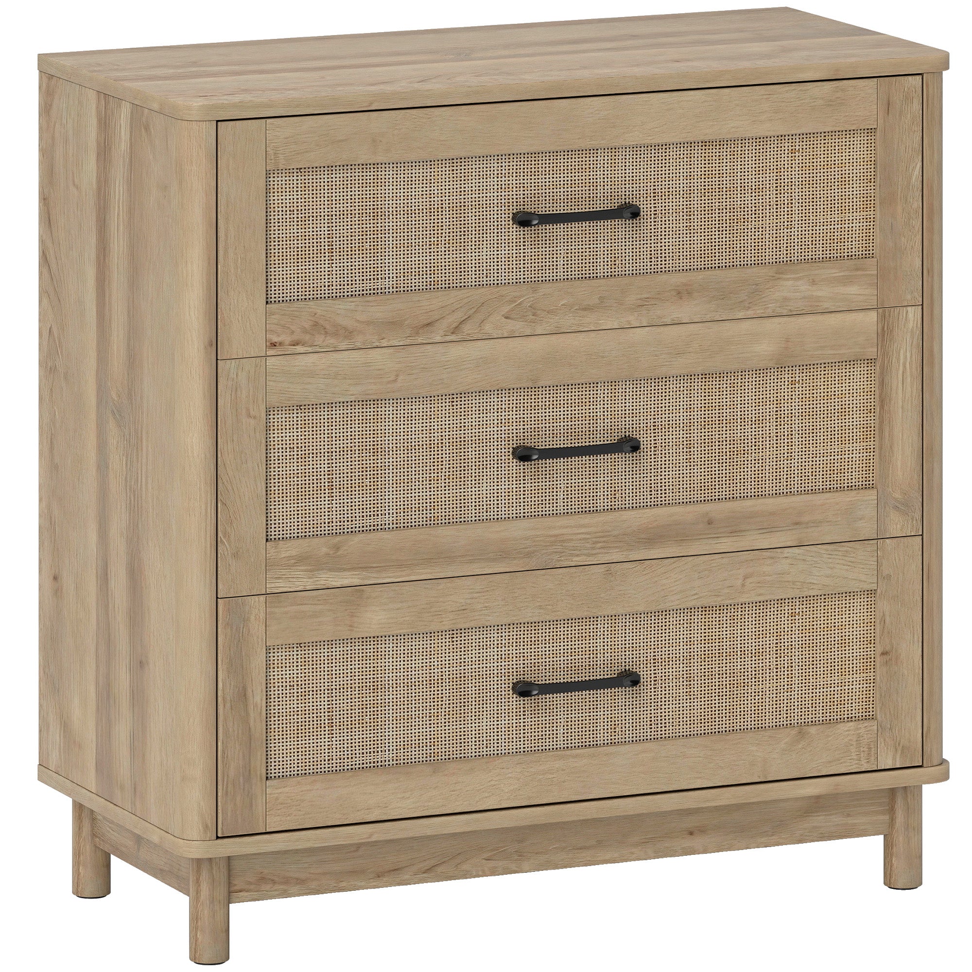 HOMCOM 76 cm Wide Drawer Chest of Drawers with 3 Drawer - Oak
