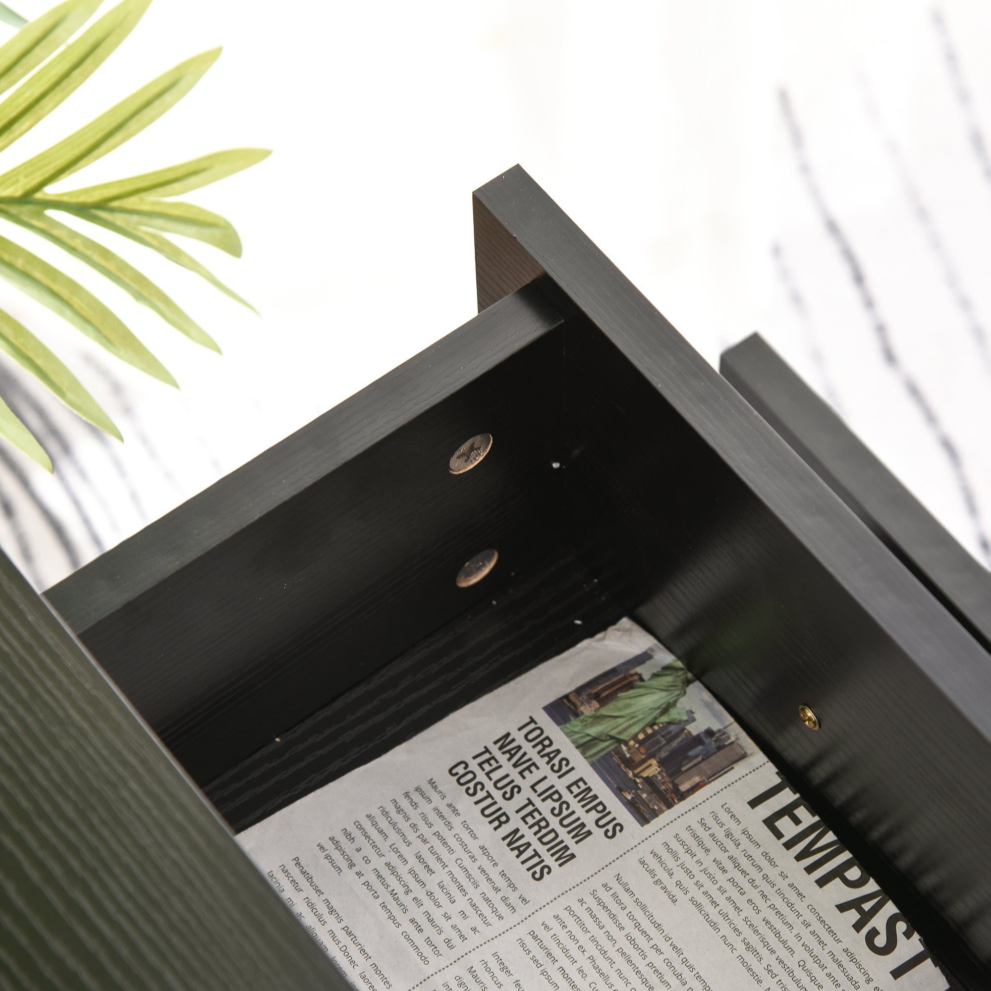 HOMCOM Two Drawer Filing Cabinet with Wheels- Black Wood Grain - North Peak Garden Furniture