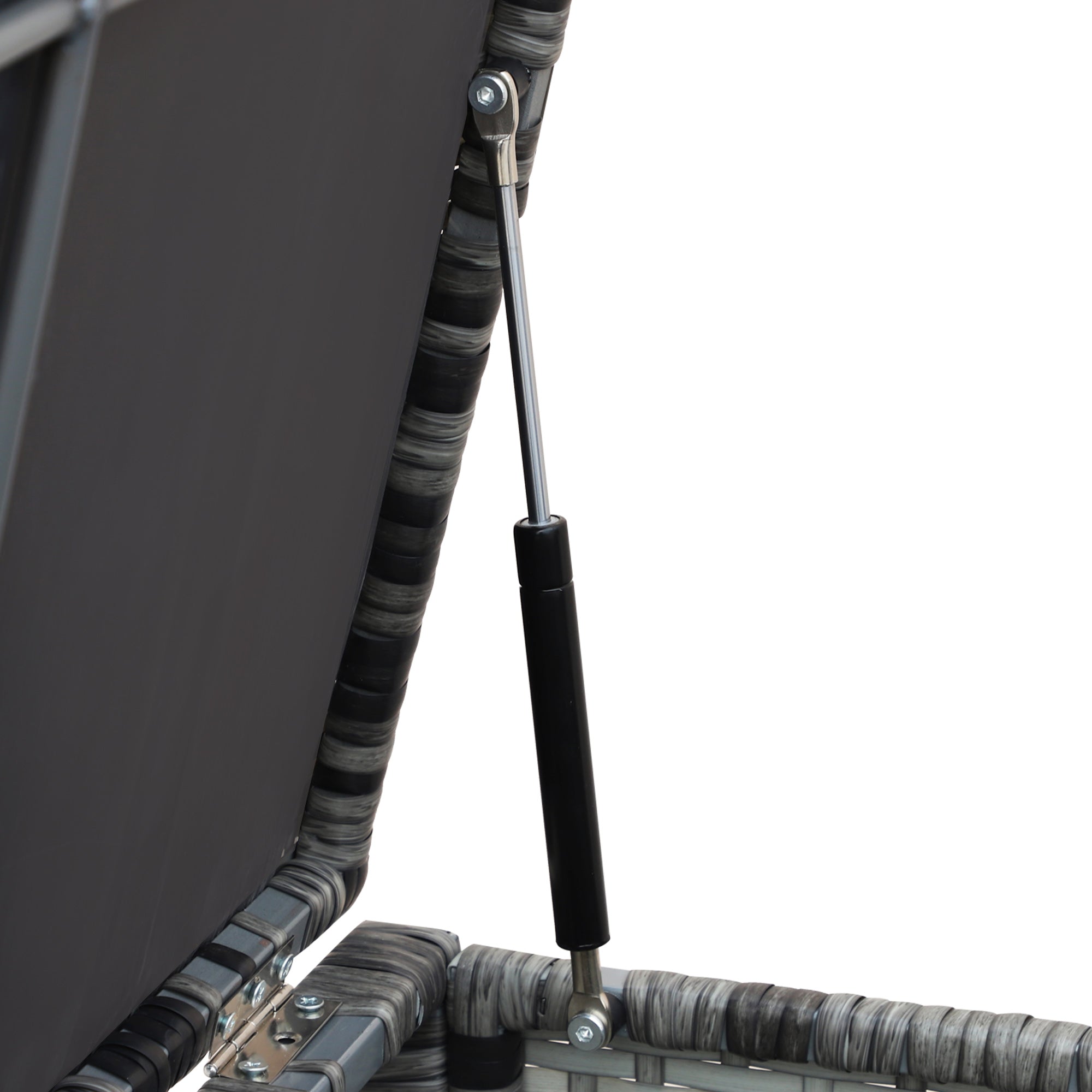 Outsunny 4pc Garden Rattan Wicker Outdoor Furniture Patio Corner Sofa Love Seat and Table Set  with Cushions Side Desk Storage, Mixed Grey