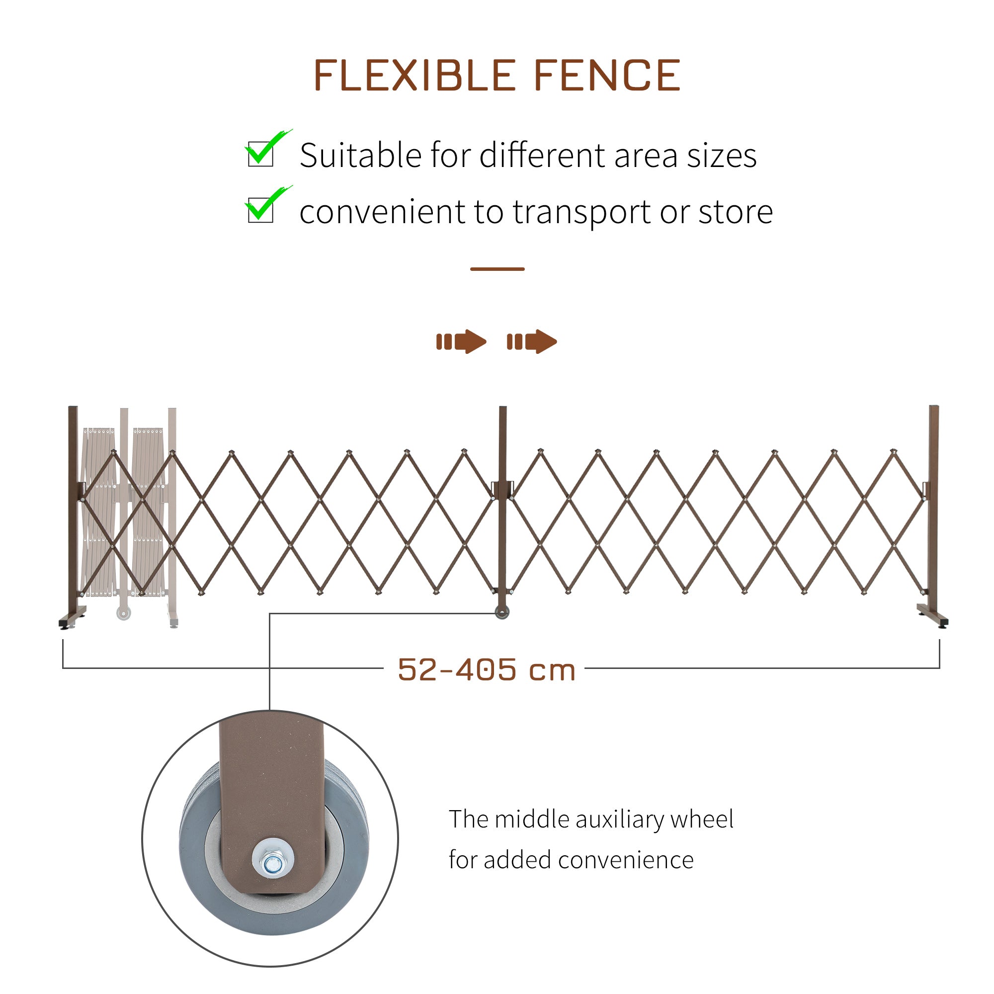 Outsunny Expanding Trellis Fence Freestanding Movable Fence Foldable Garden Screen Panel Aluminium, 405cm x 103.5cm, Dark Brown - North Peak Garden Furniture