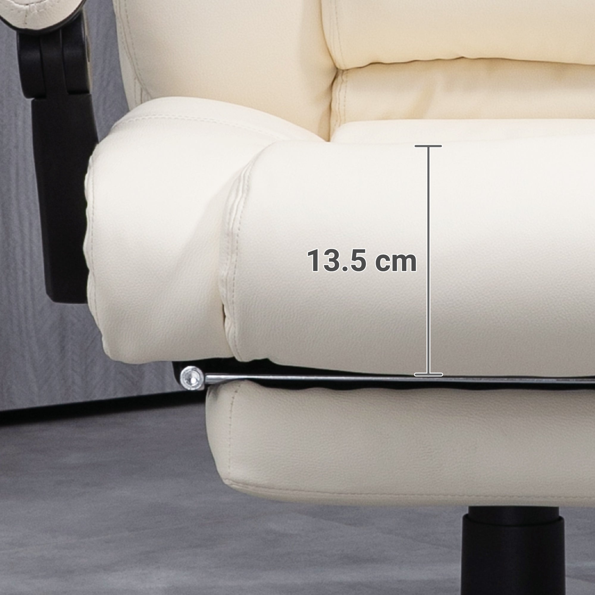 Vinsetto PU Leather Office Chair, Swivel Computer Chair with Footrest, Wheels, Adjustable Height, Cream White - North Peak Garden Furniture
