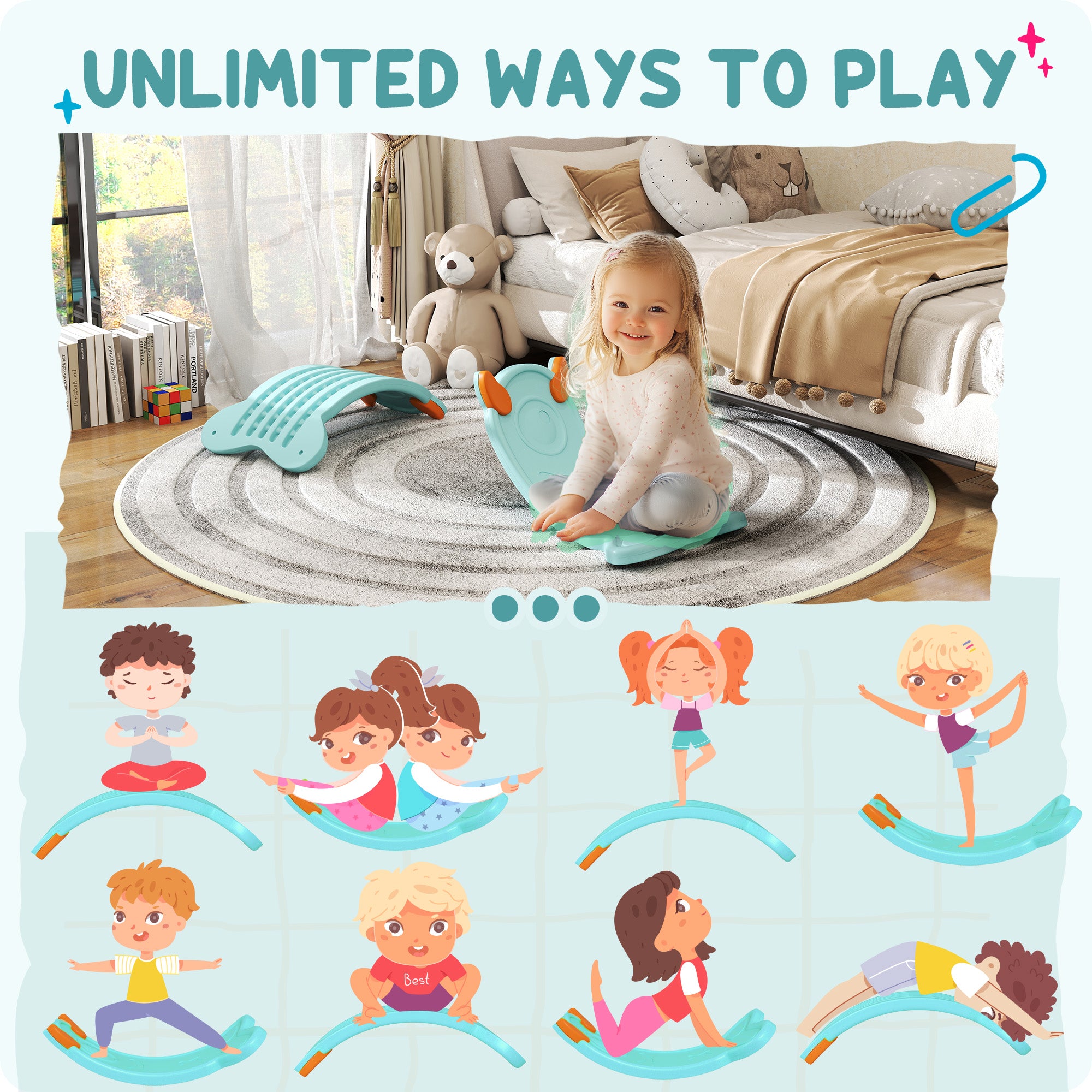AIYAPLAY Balance Board for Kids Balance Training & Sensory Play, Light Blue - North Peak Garden Furniture