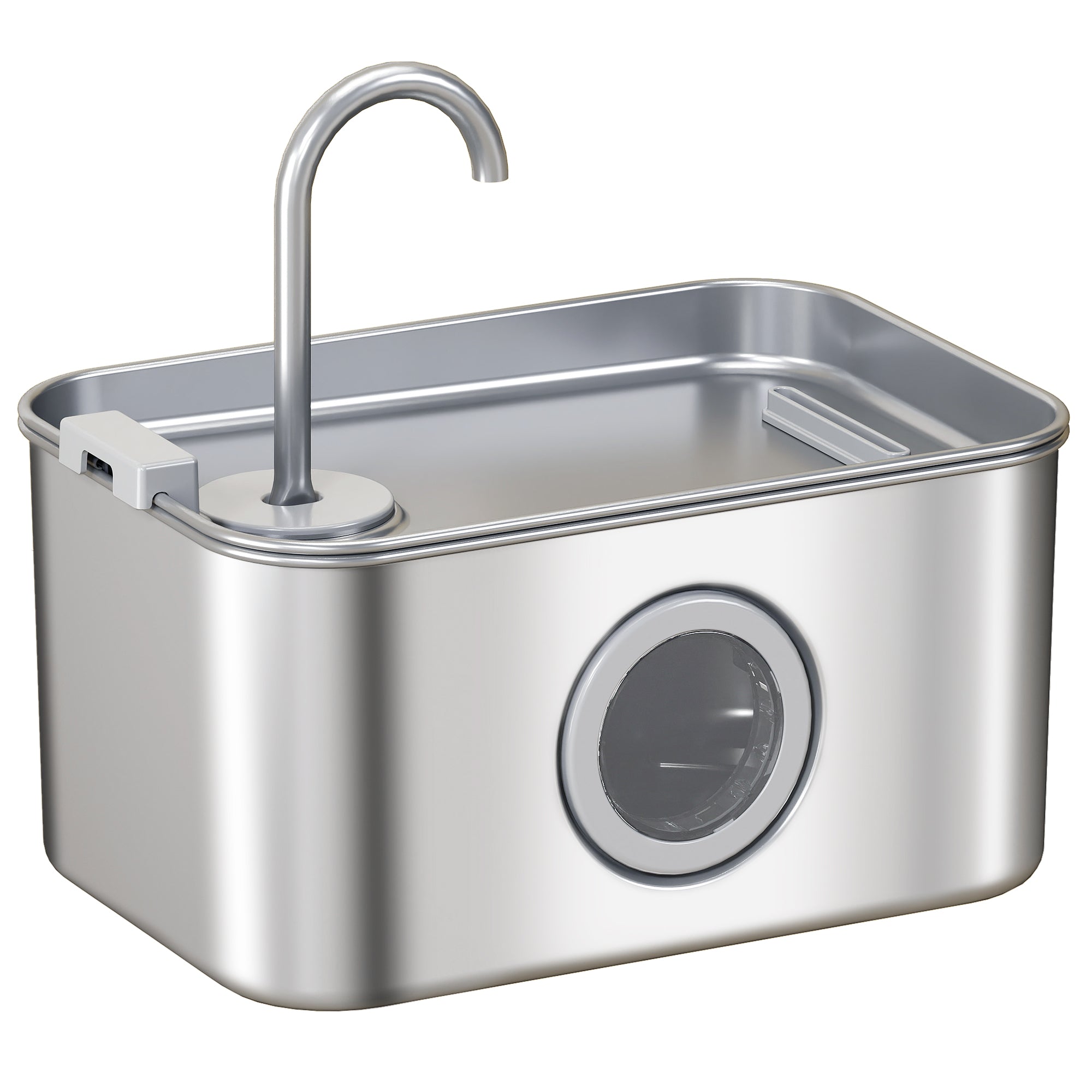 PawHut 3.2L Cat Water Fountain for Drinking, Cat Fountain Stainless Steel with Visible Water-Level Window, Ultra-Silent Pump