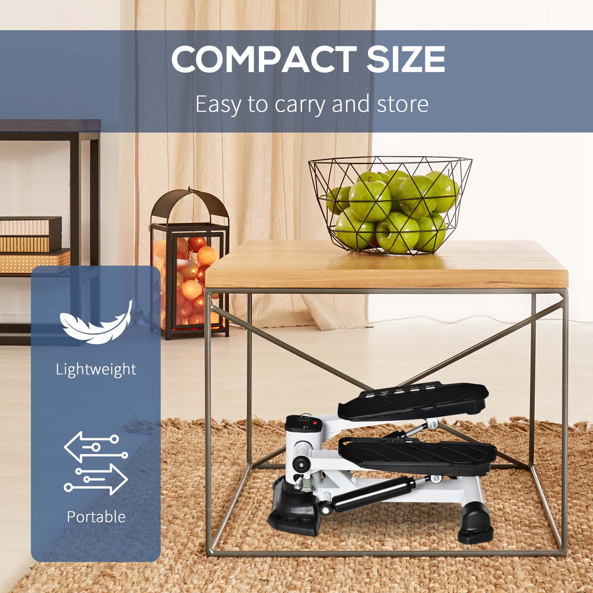 HOMCOM Portable Mini Stepper with LCD Display for Home Gym Office Exercise Workout, Black - North Peak Garden Furniture