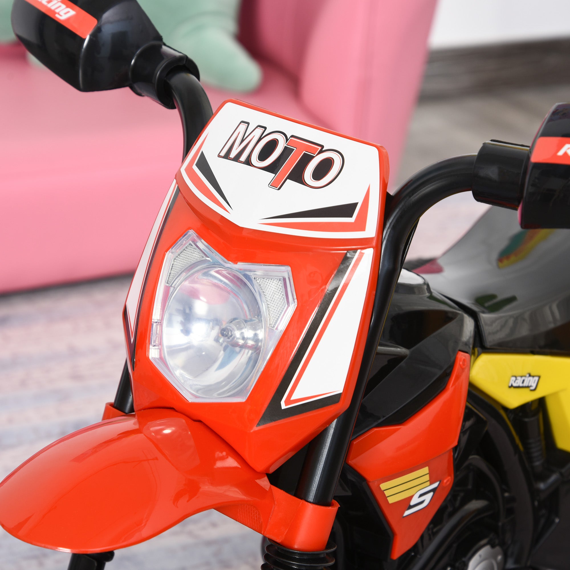 HOMCOM Toddler Pedal Motorcycle Kids Ride On Tricycle Early Learning w/ Music Lights Handlebar Stickers Exercise Boys Girls Gift for Kids 18 - 36 Months Red - North Peak Garden Furniture
