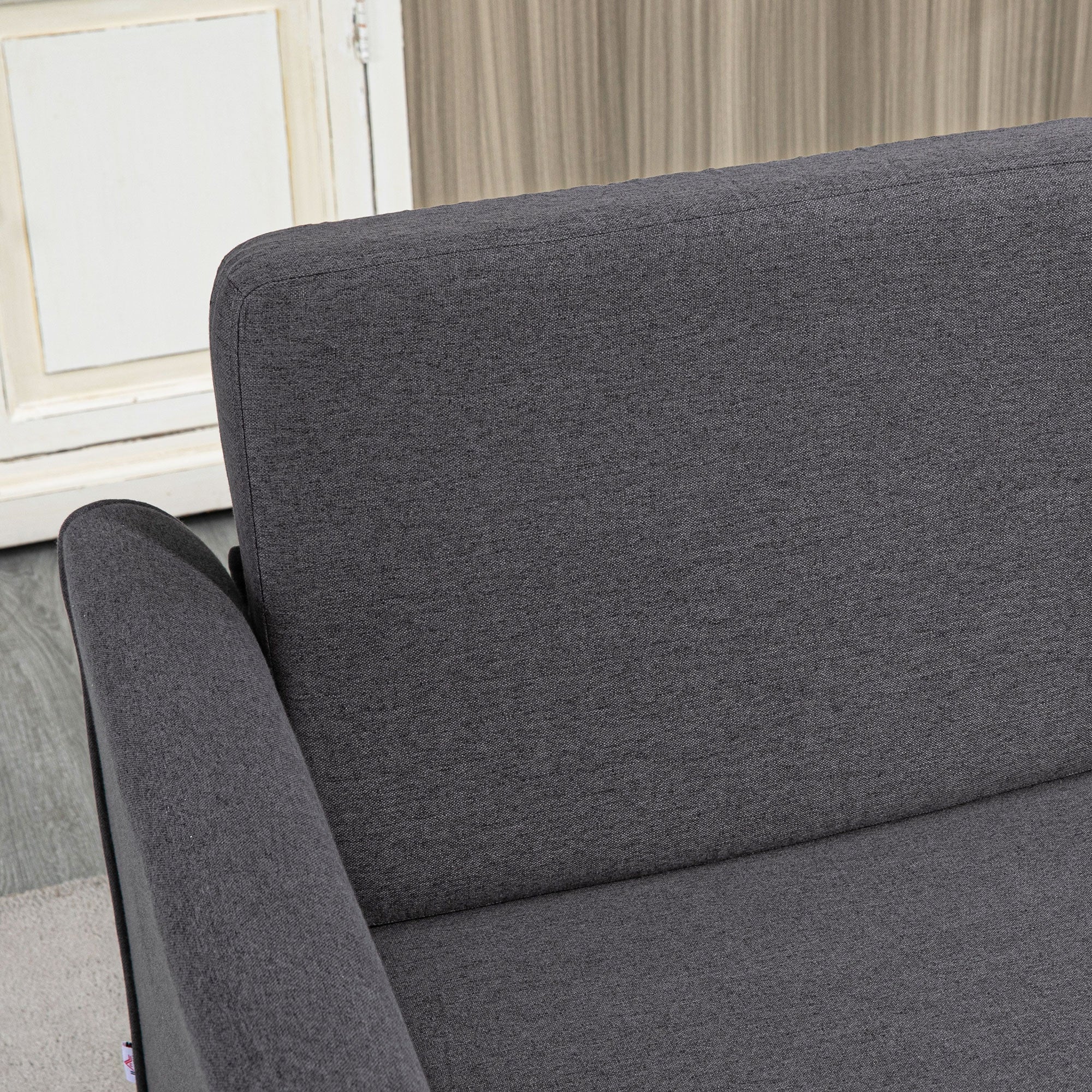 HOMCOM Compact Loveseat Sofa, Modern 2 Seater Sofa for Living Room with Wood Legs and Armrests, Dark Grey - North Peak Garden Furniture