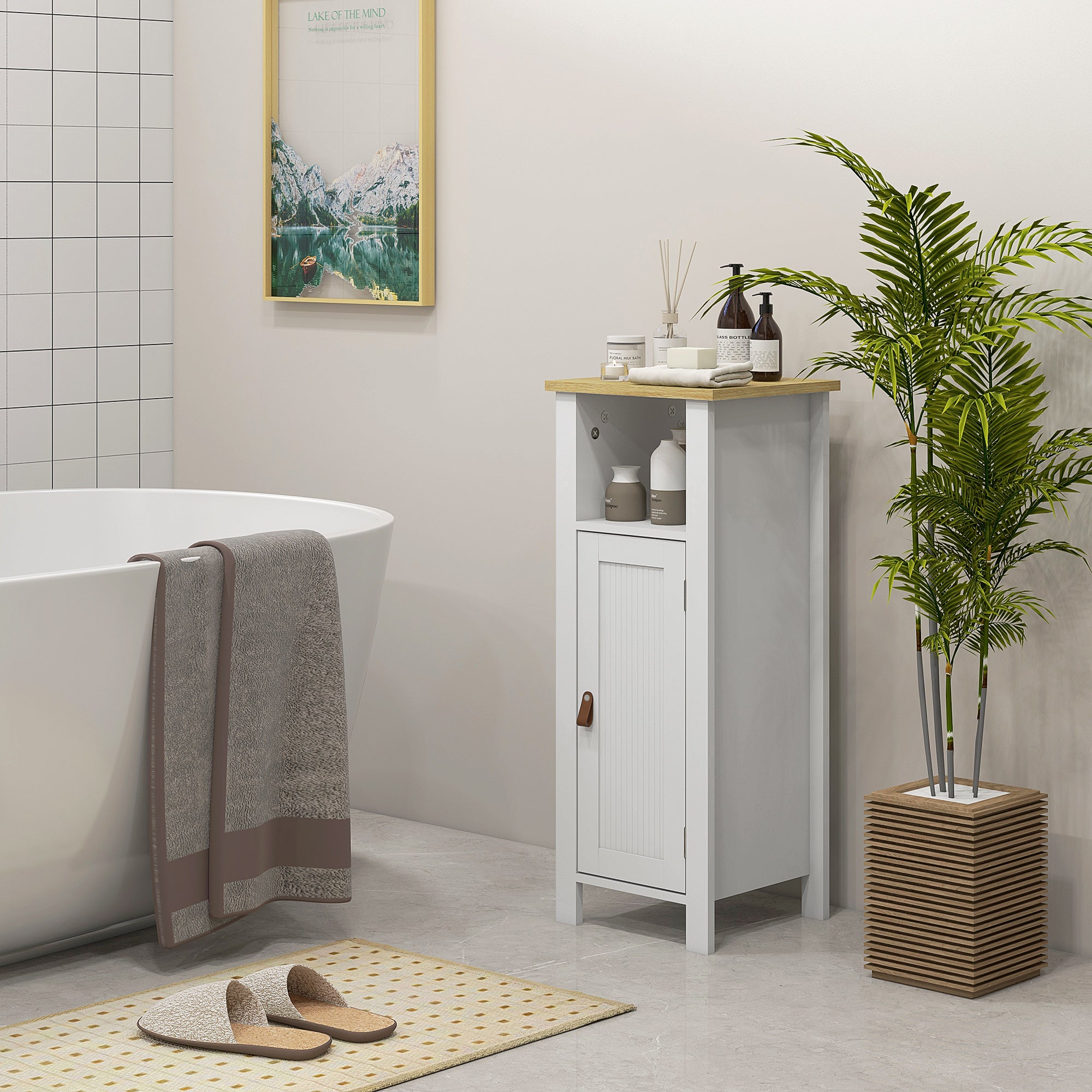 kleankin Slim Bathroom Storage Cabinet - White - North Peak Garden Furniture