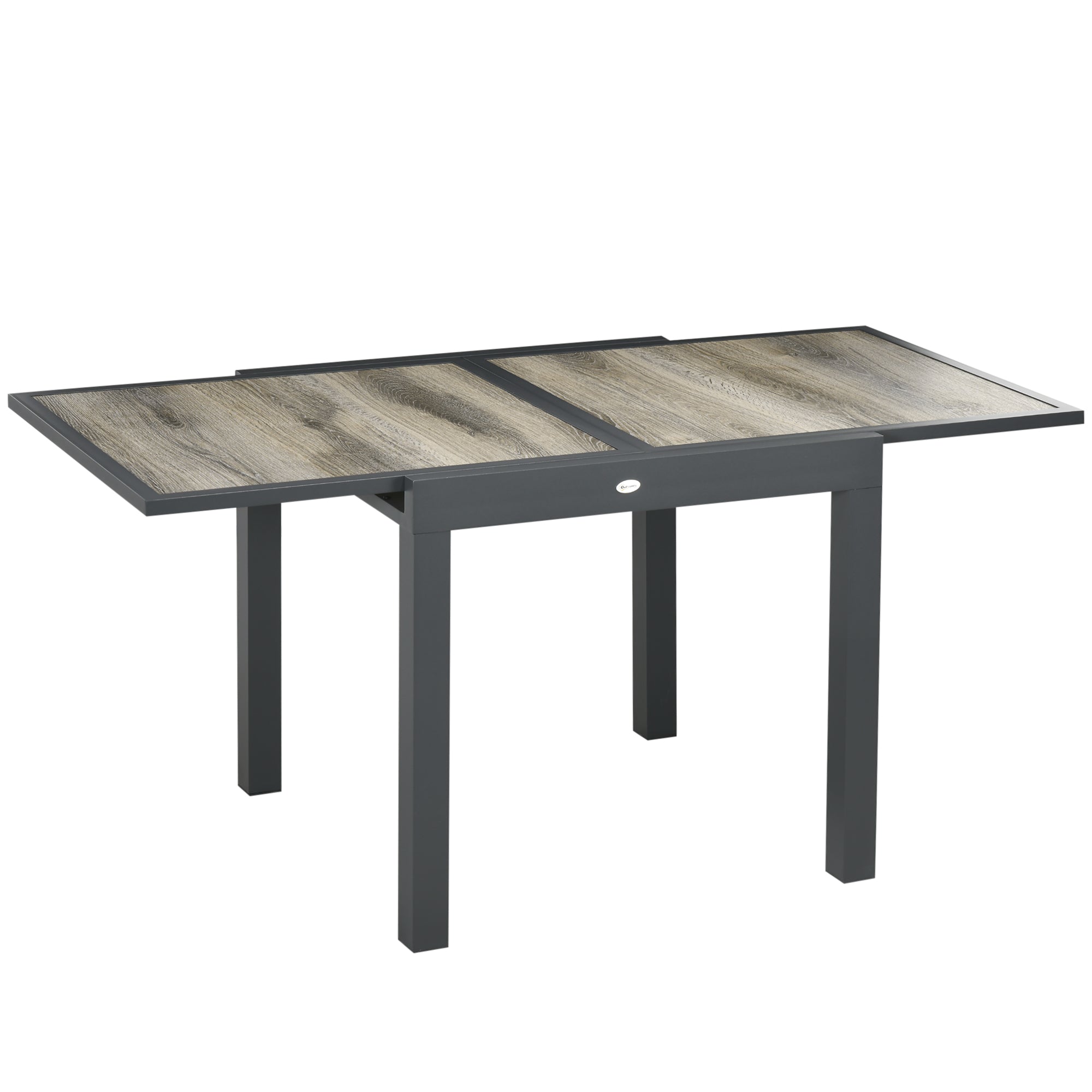 Outsunny Extending Garden Table, Outdoor Dining Table for 6, Aluminium Frame Rectangular Patio Table with Plastic Board Tabletop,80/160L x 80W x 75H cm, Beige - North Peak Garden Furniture