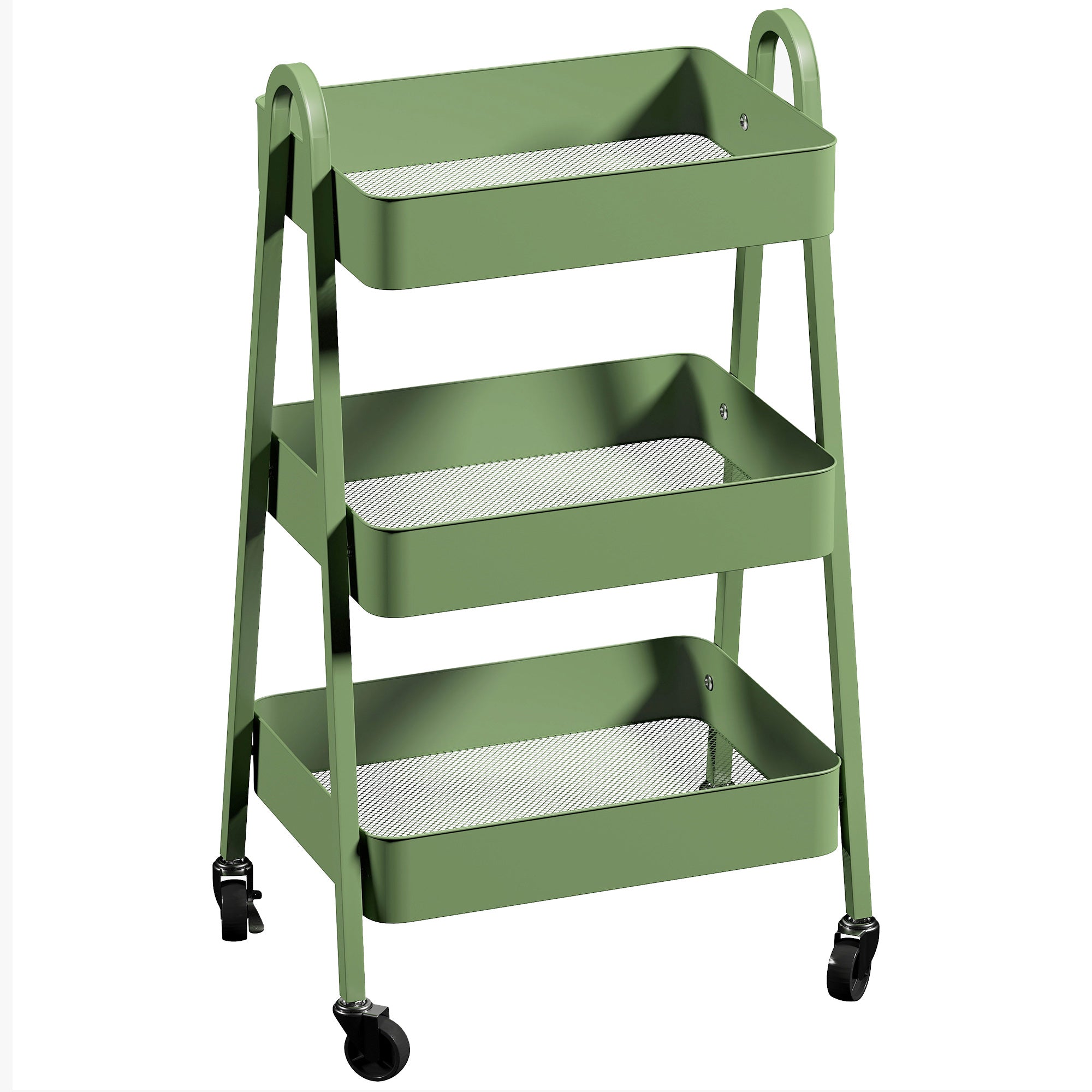 HOMCOM Three-Tier Storage Trolley - Green - North Peak Garden Furniture