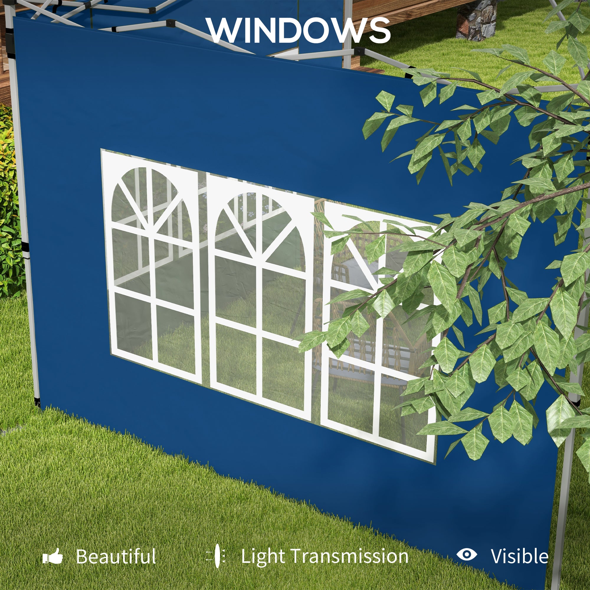Outsunny Set of 2 Gazebo Side Panels - Blue - North Peak Garden Furniture