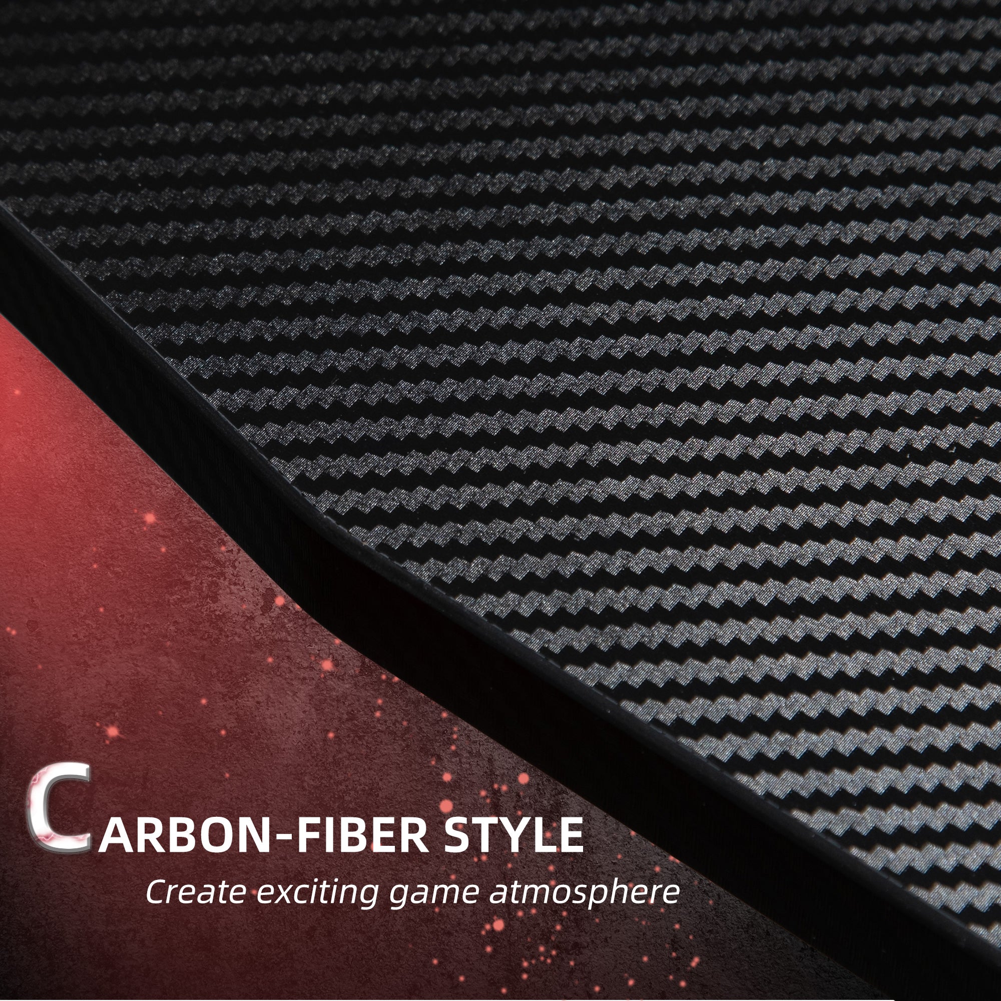 HOMCOM 122 x 66 cm Gaming Desk, Carbon Fibre Covered Computer Desk, Gamer Workstation with Headphone Hook, Cup Holder and Gamepad Storage Rack, Black and Red - North Peak Garden Furniture