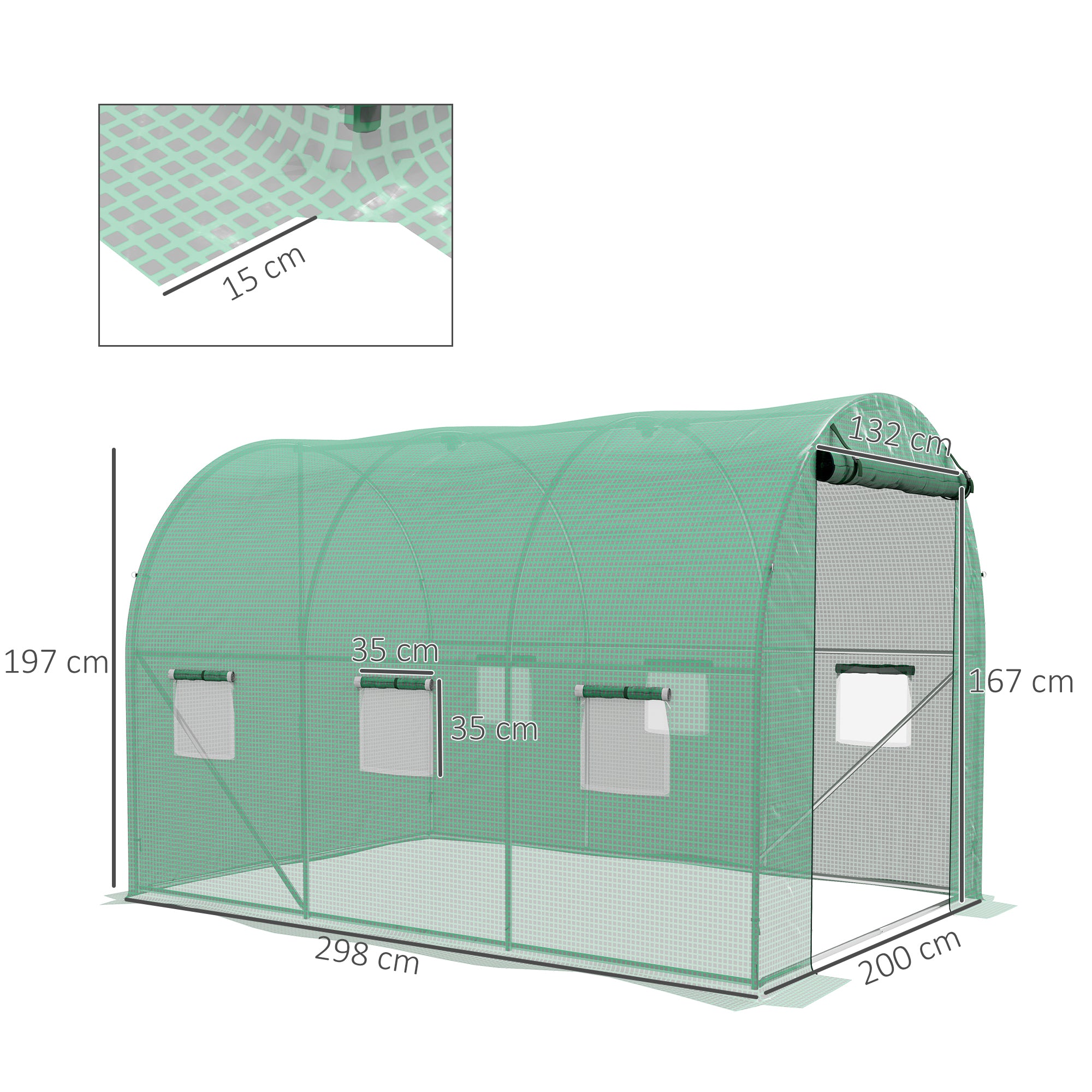 Outsunny Sprinkler System Polytunnel Greenhouse, 3 x 2m, Green - North Peak Garden Furniture