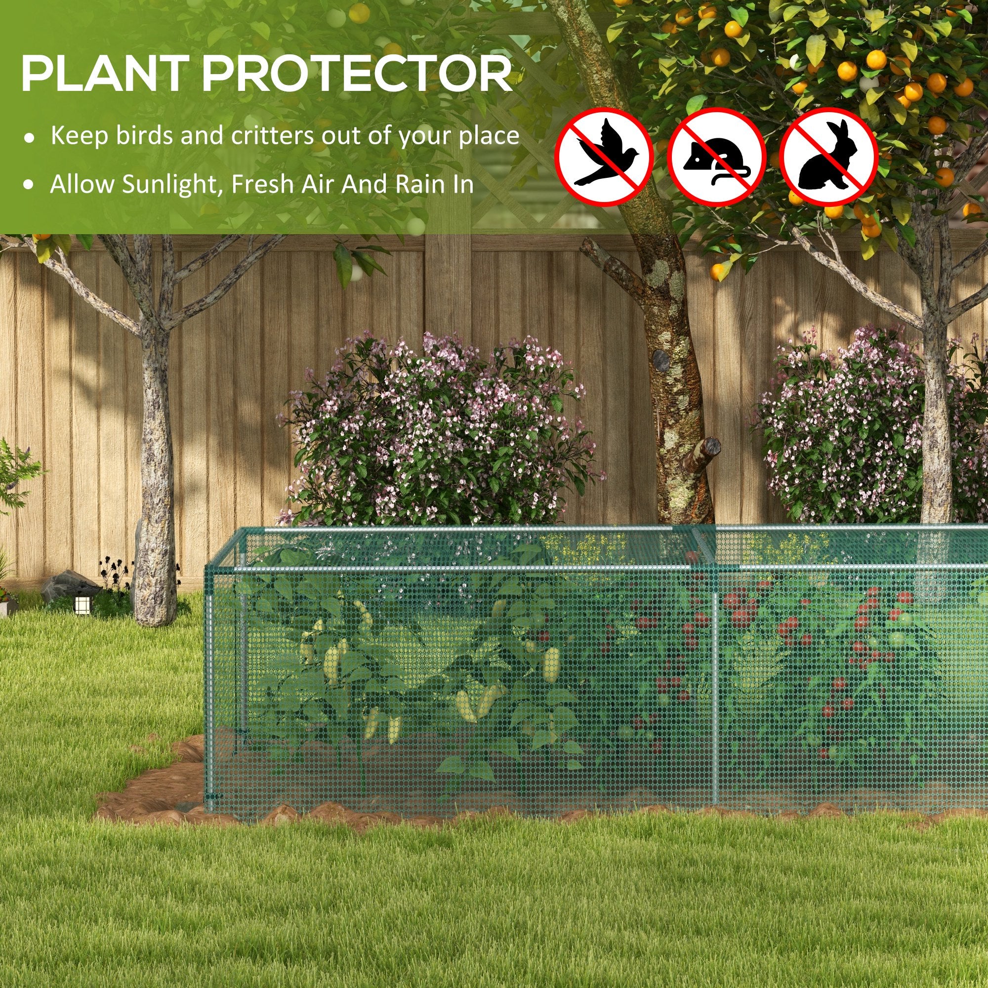 Outsunny 8' x 4' Plant Protection Cage, with Door, Green