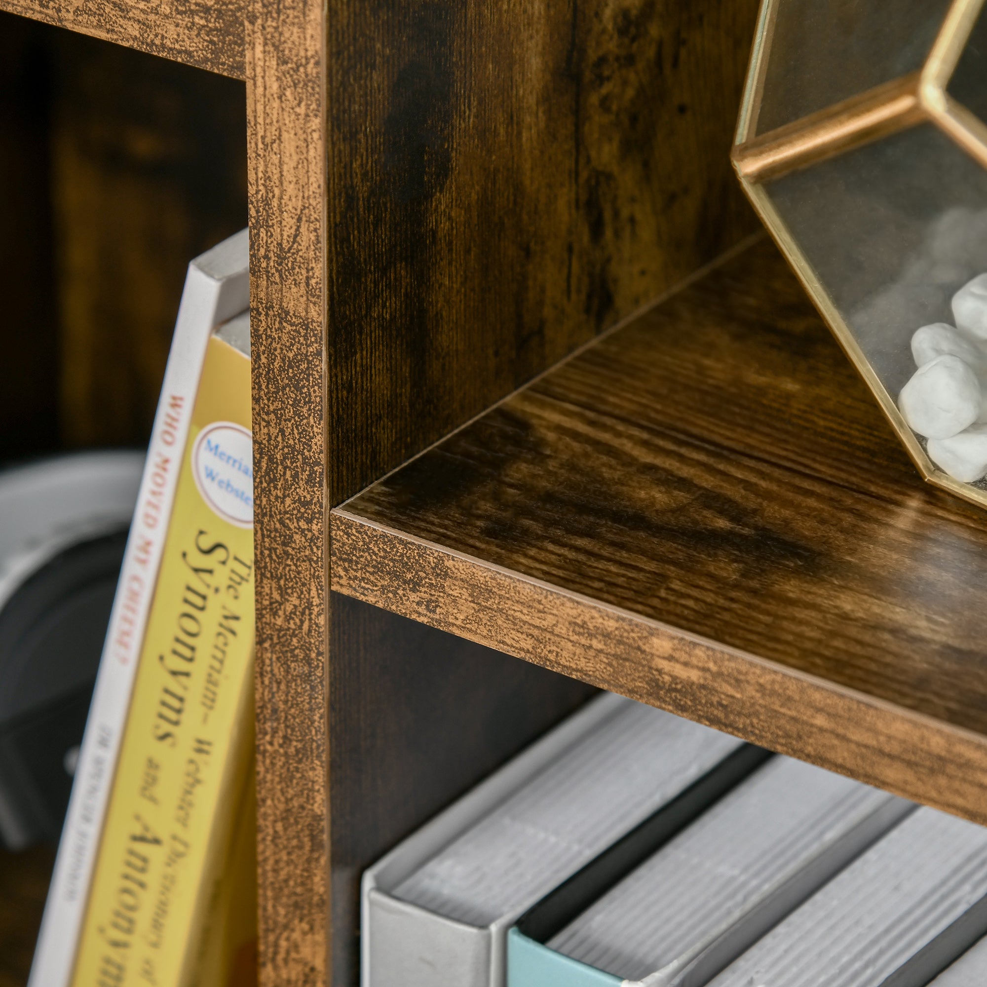 HOMCOM Seven-Cube Bookcase - Rustic Brown Wood Effect - North Peak Garden Furniture