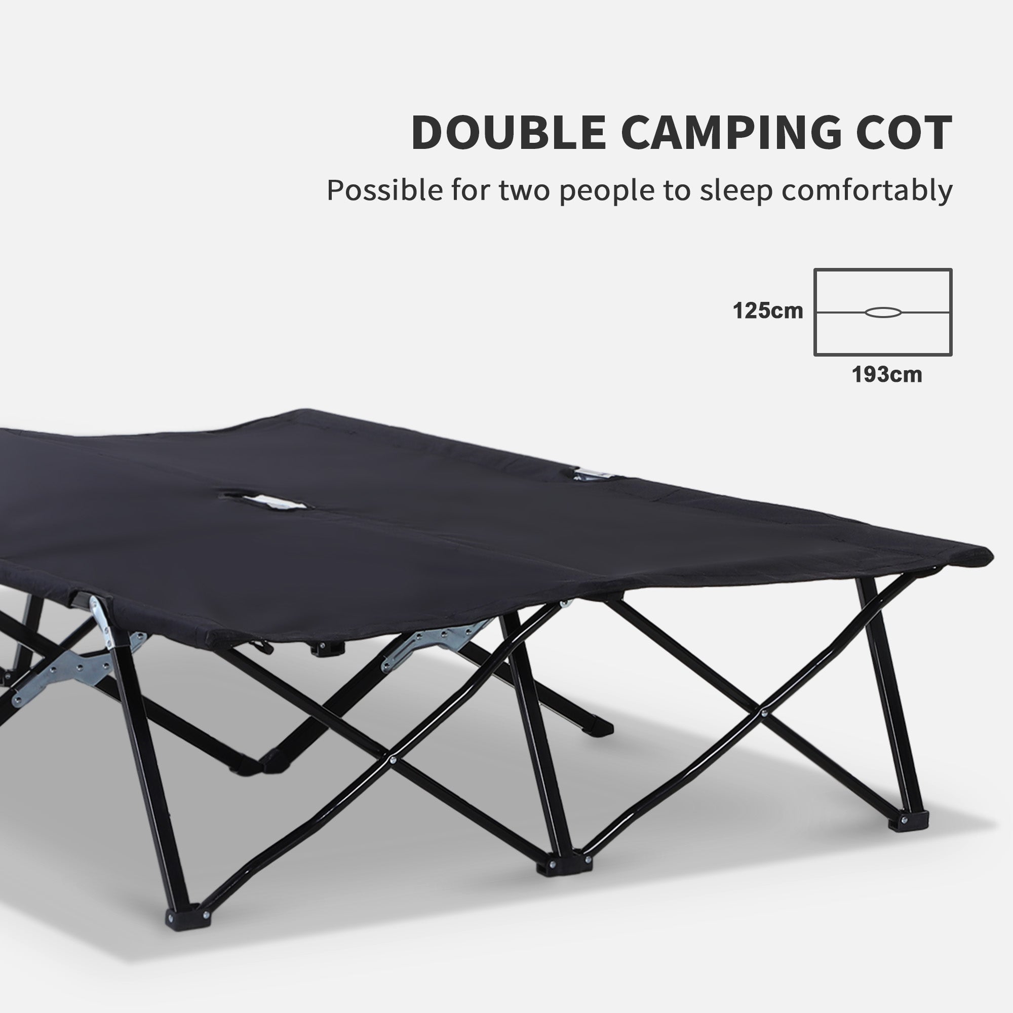 Outsunny Double Camping Cot Bed, with Bag - Black - North Peak Garden Furniture