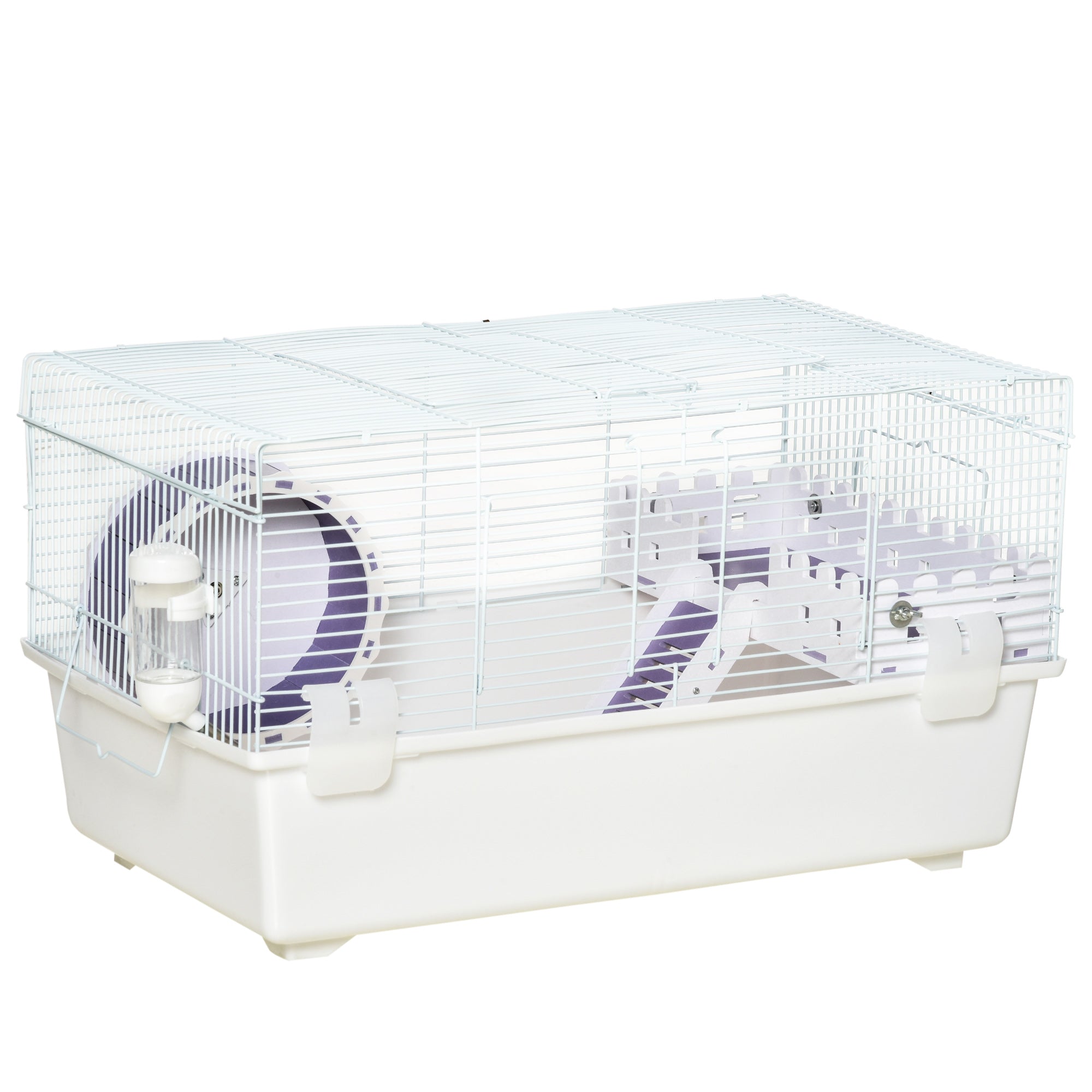 PawHut 2 Tier Hamster Cage Rodent House Small Animal Habitat with Exercise Wheel Water Bottle Ladder, White - North Peak Garden Furniture