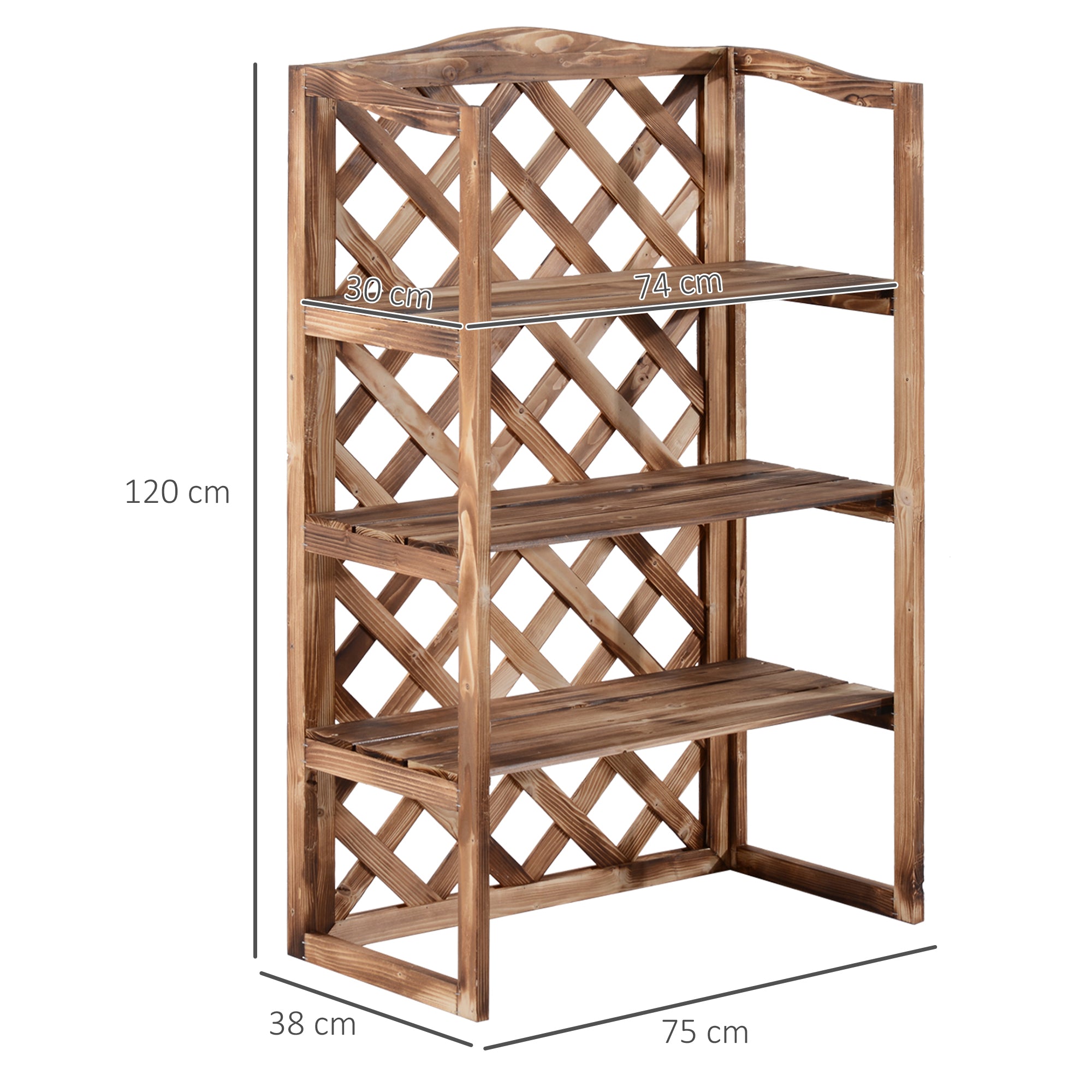 Outsunny 3-Tier Plant Pedestal: Wooden Display Shelving for Indoor & Outdoor Greenery, 75 x 38 x 120cm