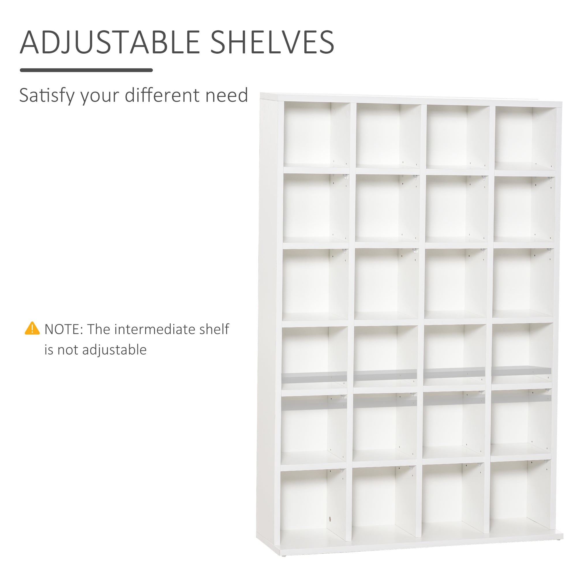 HOMCOM CD Storage Unit with Adjustable Shelves, 89 x 130.5 cm, White - North Peak Garden Furniture