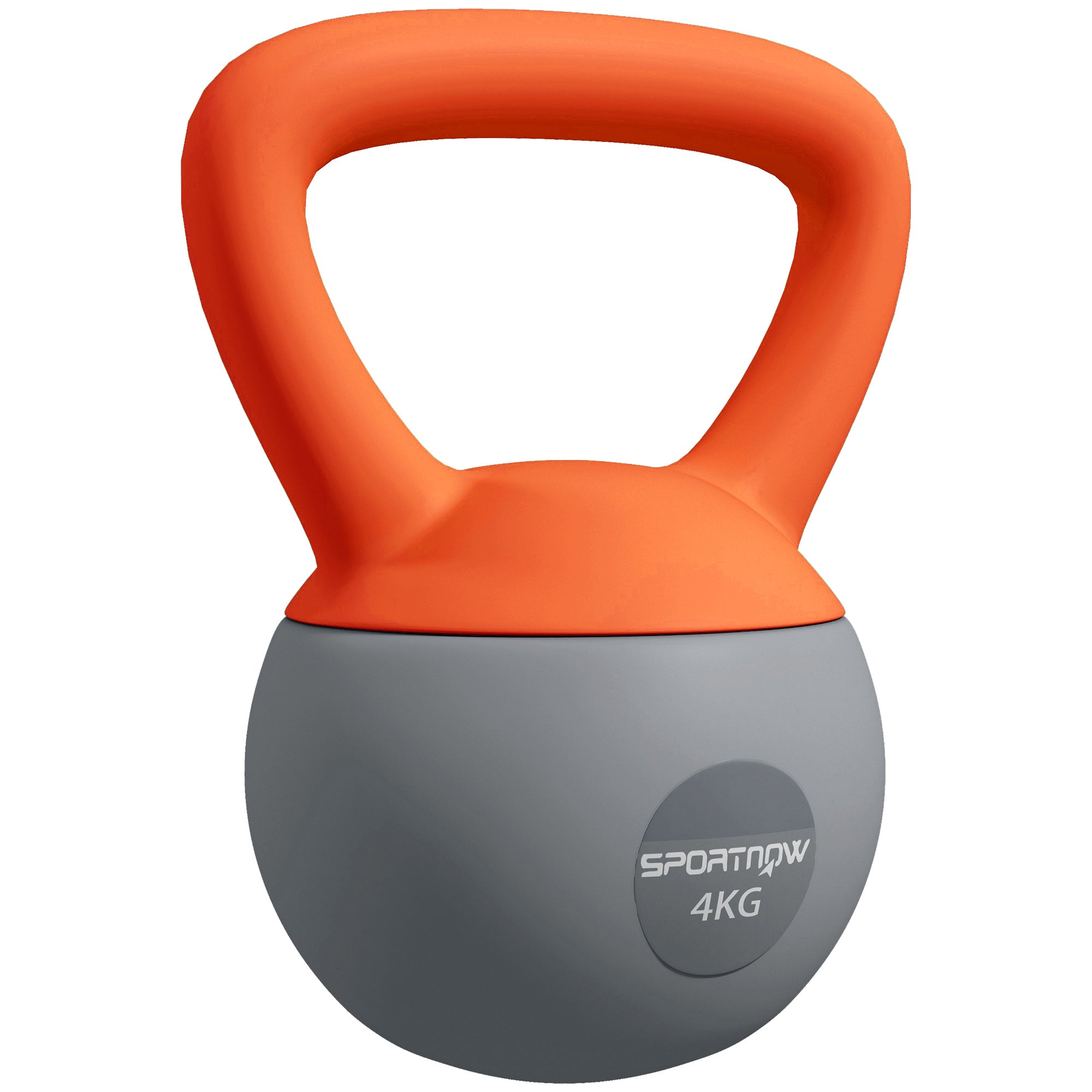 SPORTNOW Soft Kettlebell, 4kg Kettle Bell with Non-Slip Handle for Home Gym Weight Lifting and Strength Training, Orange and Grey