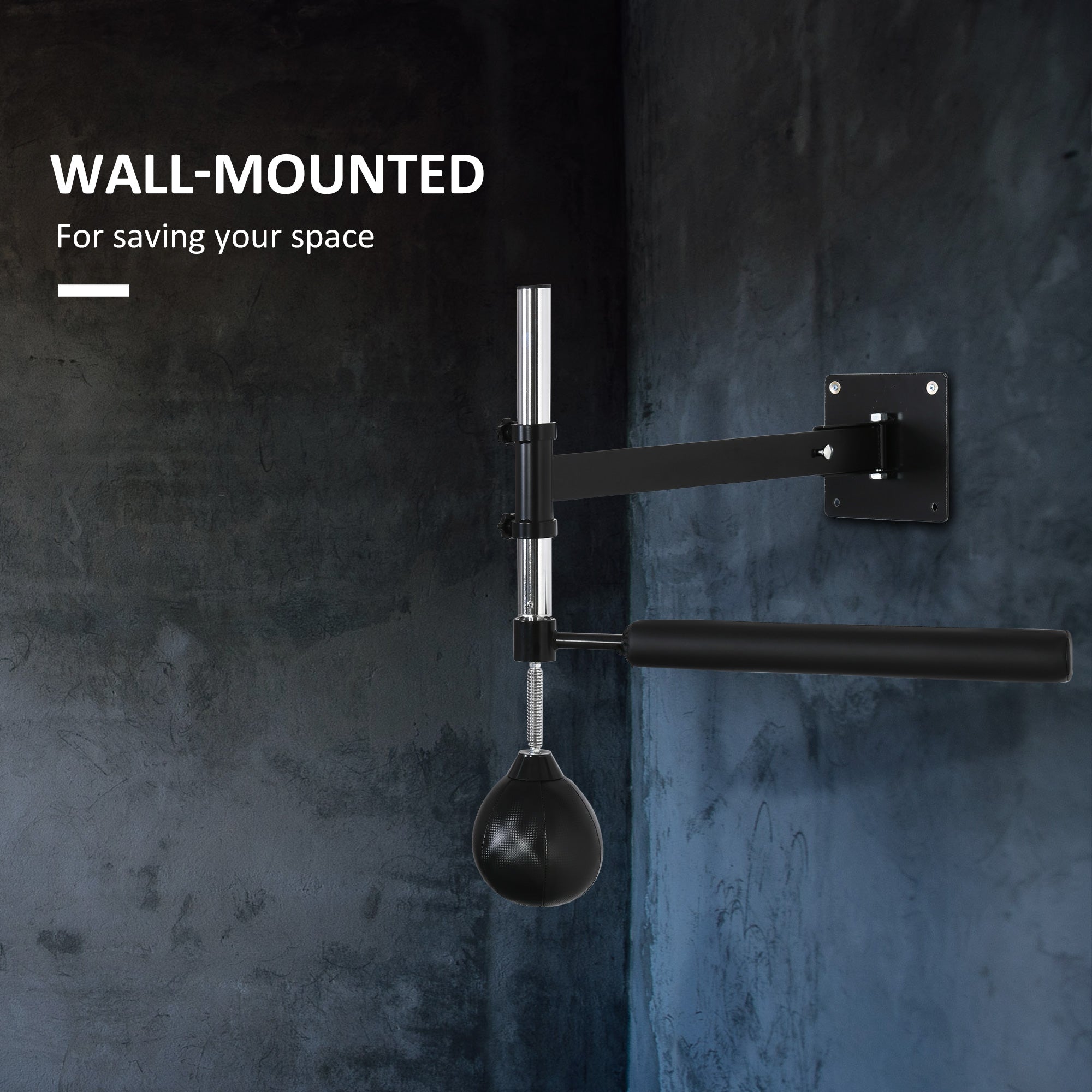 HOMCOM Wall Mount Fast-Reflexes Speed Bag Boxing, Height Adjustable Punching Bag, MMA, Martial Arts and Boxing Equipment for Training at Home - North Peak Garden Furniture