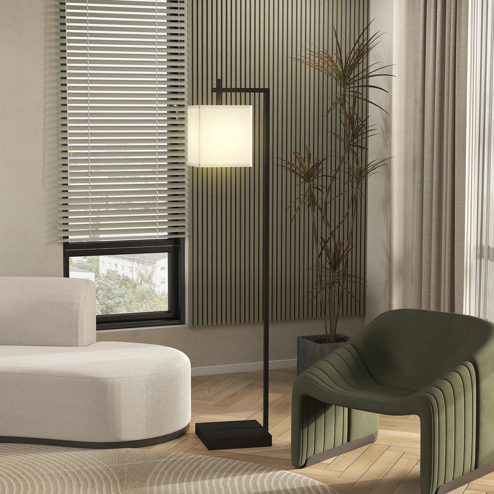 HOMCOM Floor Lamp for Living Room, 66" Modern Tall Standing Lamp with Adjustable Colour Temperatures & 10 Brightness Levels, Remote Control and Foot Switch for Bedroom Office, 9W LED Bulb Included