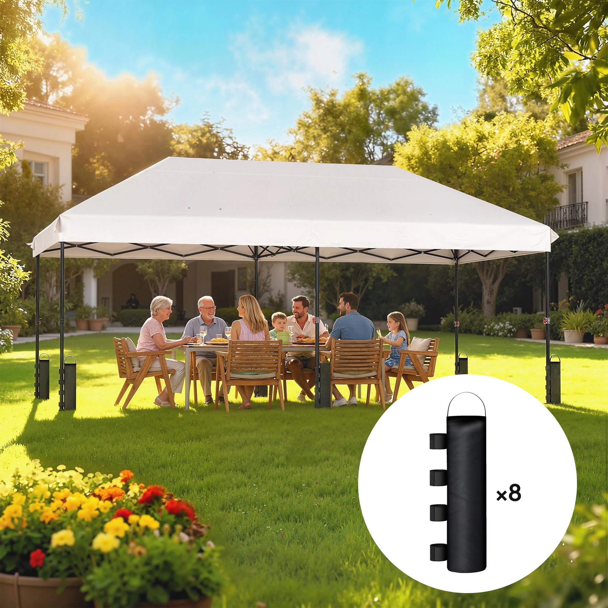Outsunny 8 Pack Gazebo Sand Weights Bags, 40 kg 600D Heavy Duty Sand Bags Sandbags for Canopy Tent Legs, Without Sand, Black