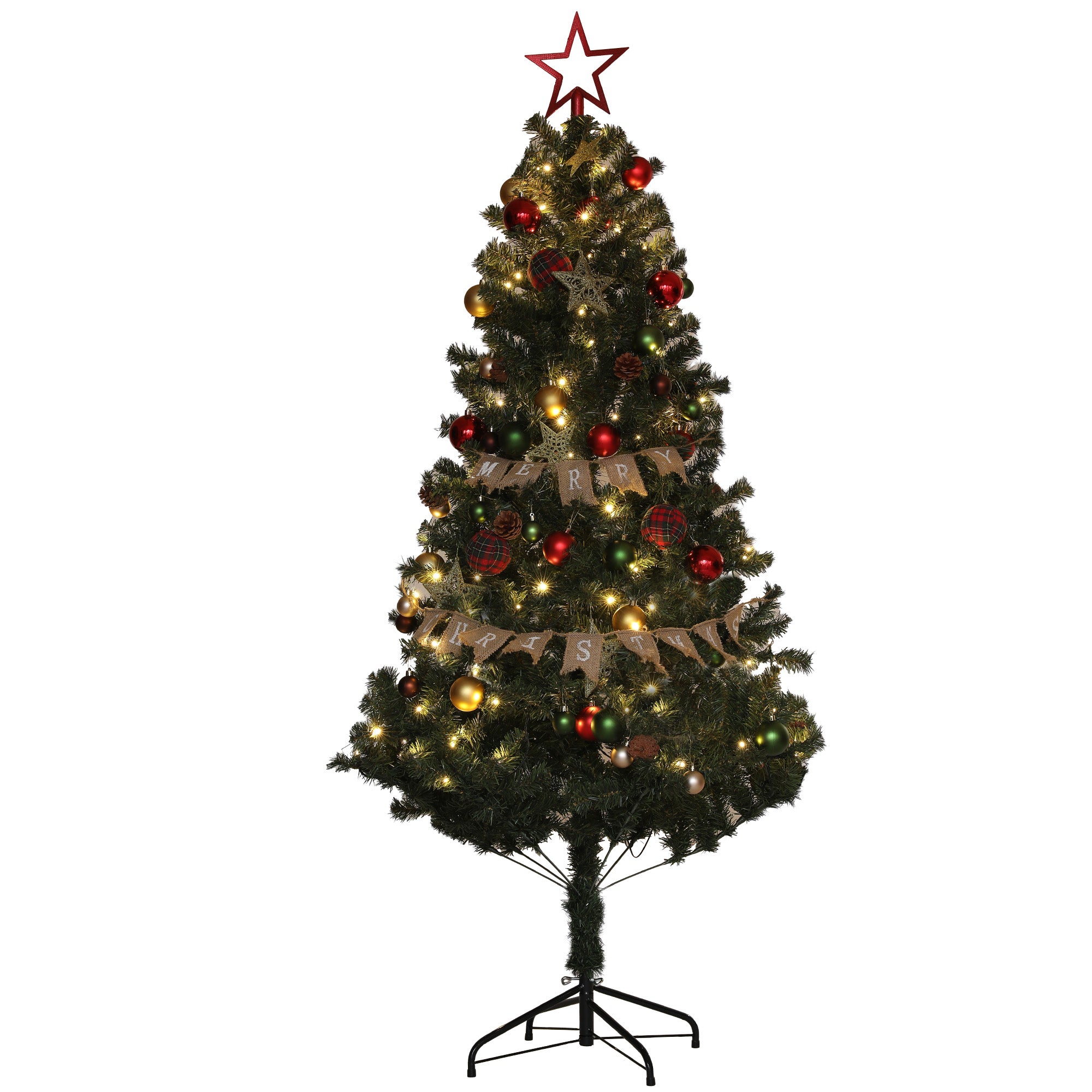 HOMCOM 5ft Pre-Lit and Xmas Tree with Decorations - North Peak Garden Furniture
