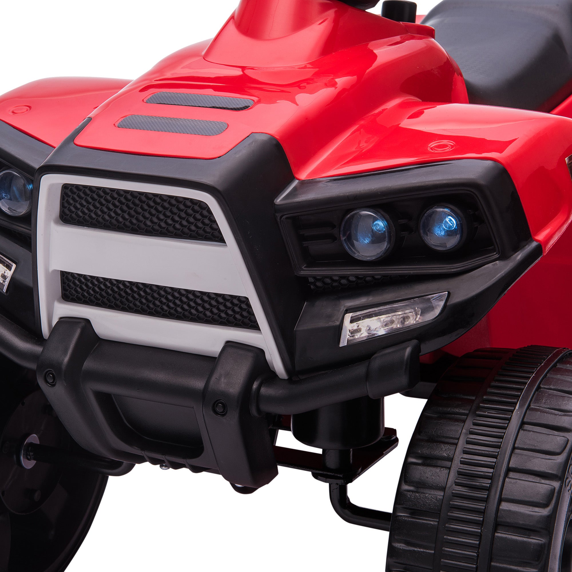 HOMCOM 6V Kids Electric Ride on Car All Terrain Vehicle Toy Quad Bike With Headlights for Toddlers 18-36 months Red - North Peak Garden Furniture