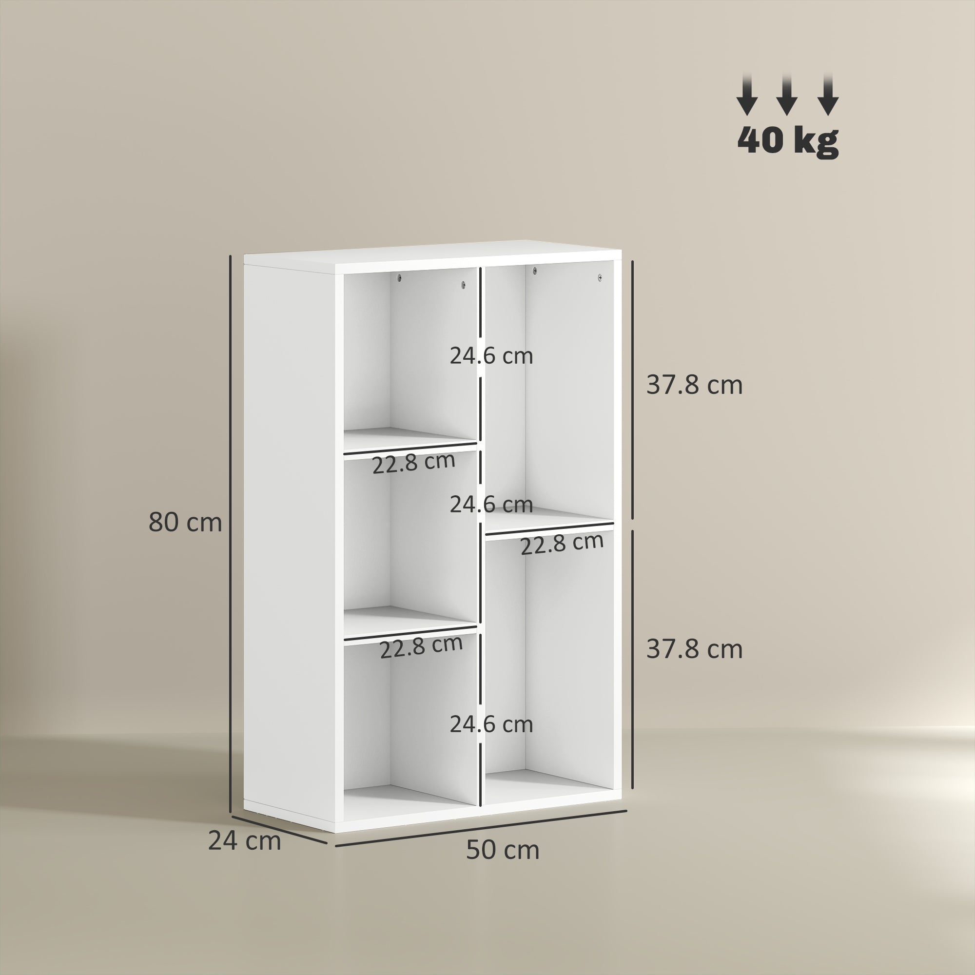 HOMCOM 2-Tier Bookshelf with 5 Compartments - White - North Peak Garden Furniture