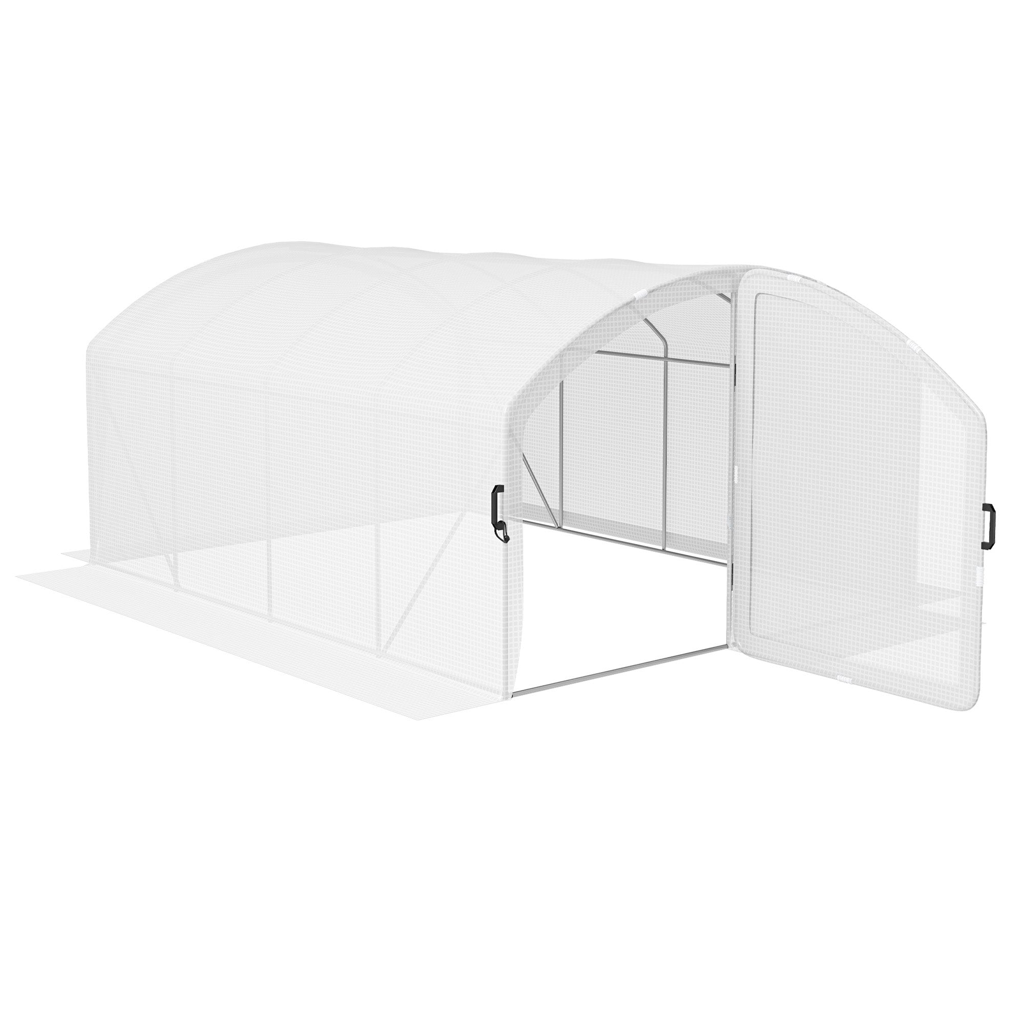 Outsunny Polytunnel Greenhouse Walk-in Grow House with UV-resistant PE Cover, Door, Galvanised Steel Frame, 4 x 3 x 2m, White - North Peak Garden Furniture