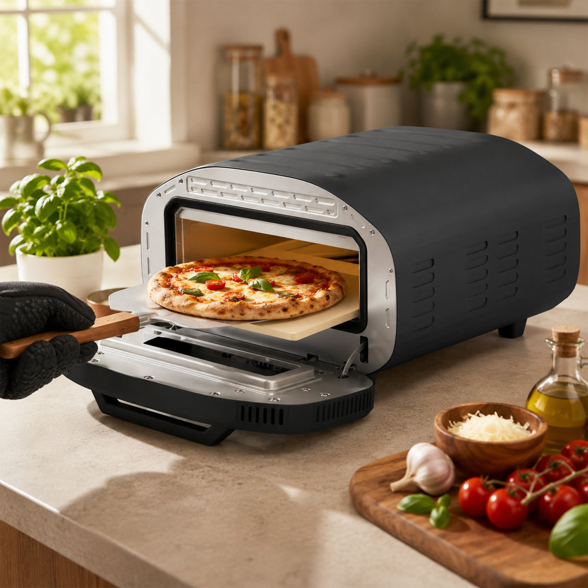 HOMCOM Electric Pizza Oven, 12 Inch Pizza Maker with 8 Preset Modes and Ceramic Stone, 2200W