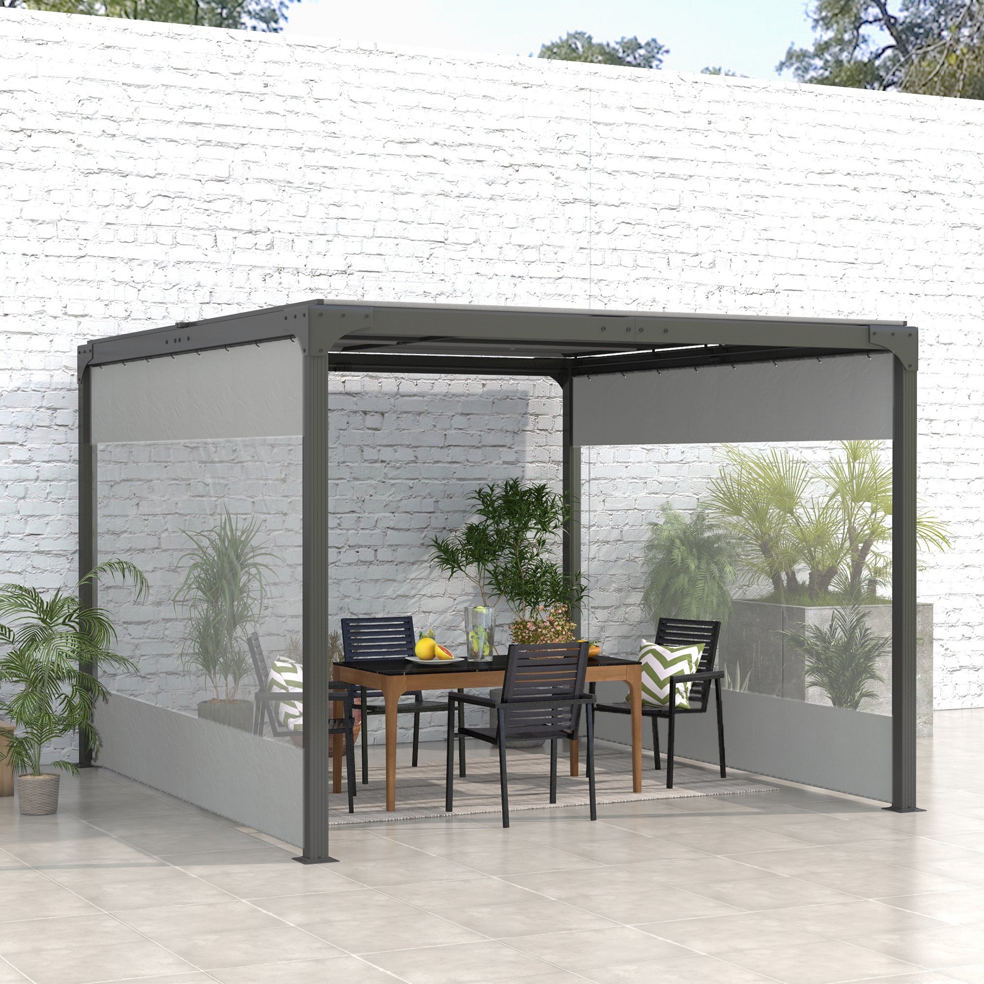 Outsunny Set of Two 3 x 2m Replacement Pergola Panels - Grey - North Peak Garden Furniture