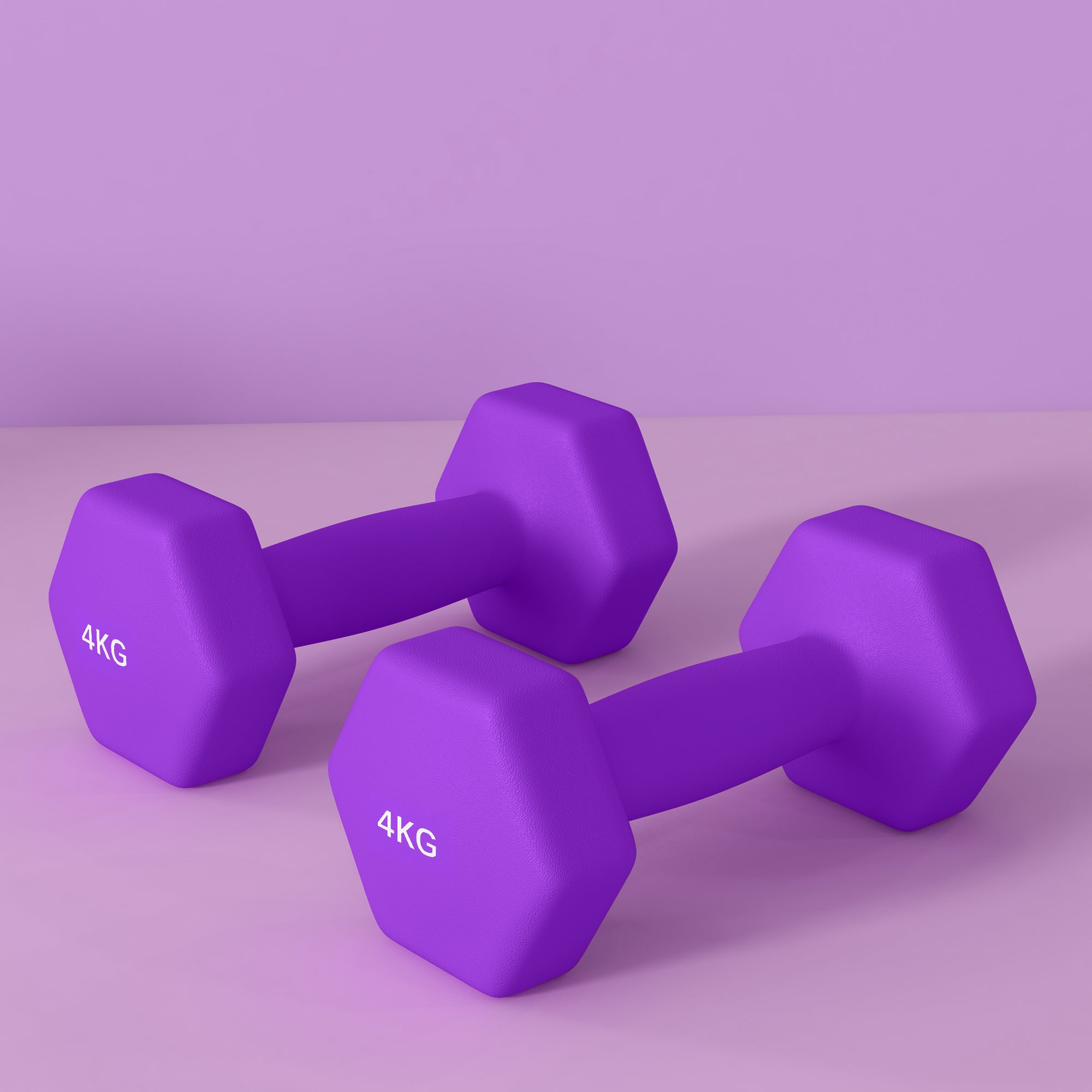 SPORTNOW 2 x 4kg Hexagonal Dumbbells Weights Set with Non-Slip Grip for Home Gym Workout, Purple - North Peak Garden Furniture