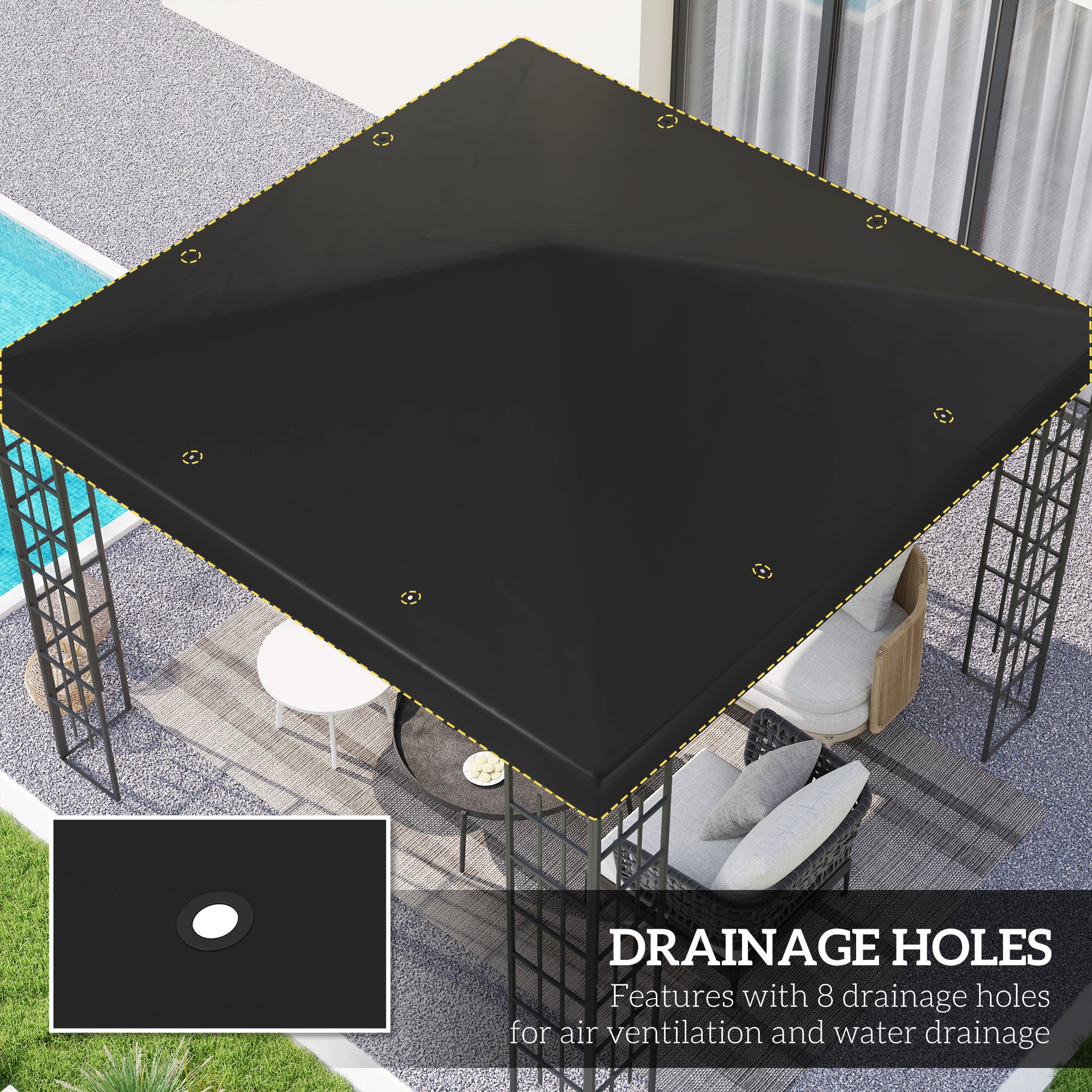 Outsunny 3 x 3(m) Gazebo Frame Replacement - Black - North Peak Garden Furniture