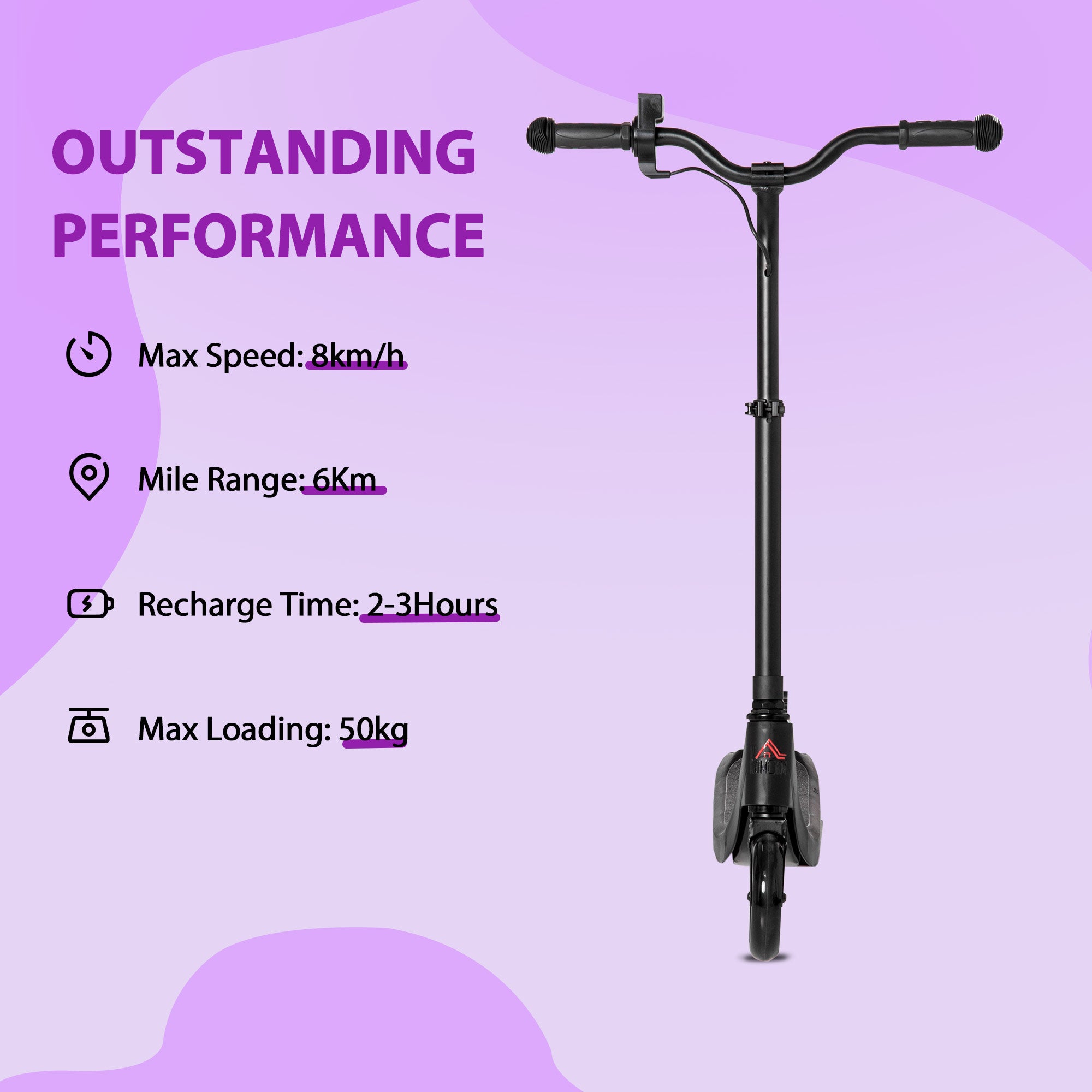 HOMCOM Electric Scooter, 120W Motor E-Scooter with Battery Display, Adjustable Height, Rear Brake for Ages 6+ Years - Black