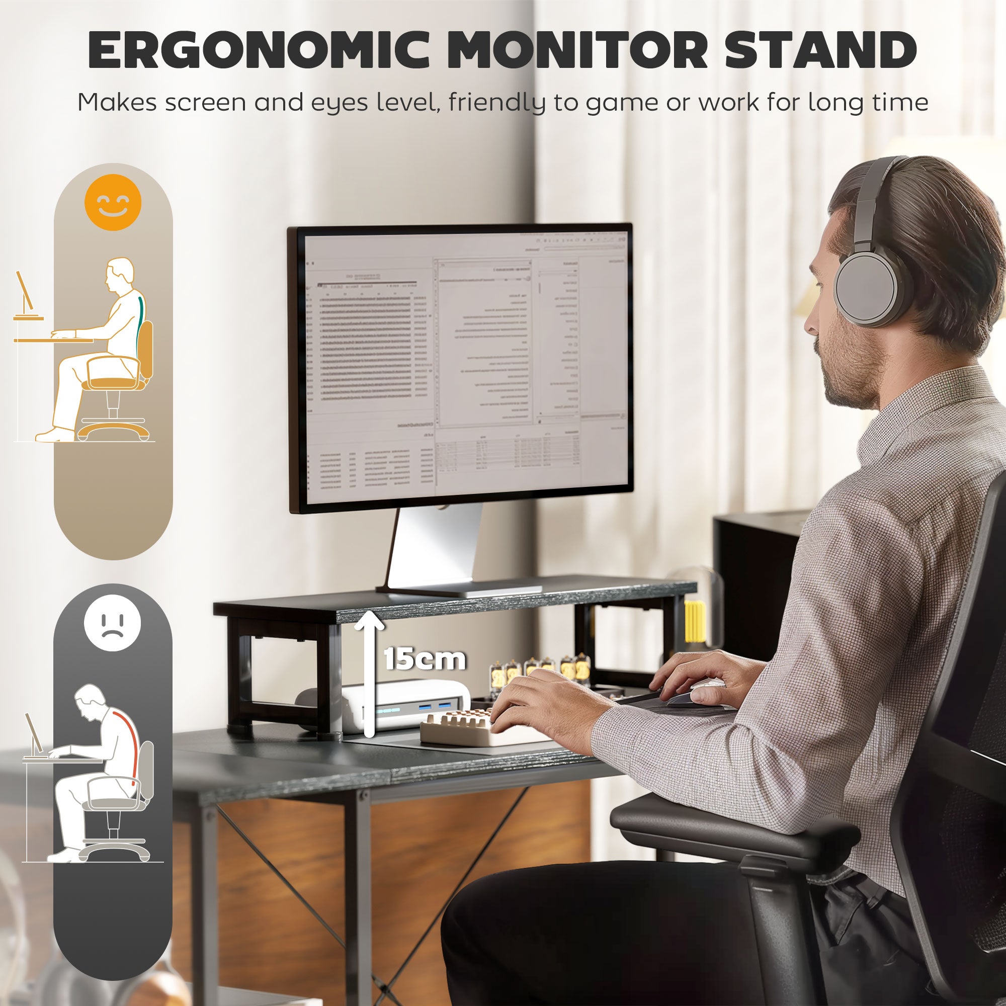 HOMCOM 168cm Reversible L Shaped Desk, Industrial Corner Computer Desk with Adjustable Shelf and Storage Bag, 240cm 2 Person Desk with Monitor Stand, Black - North Peak Garden Furniture