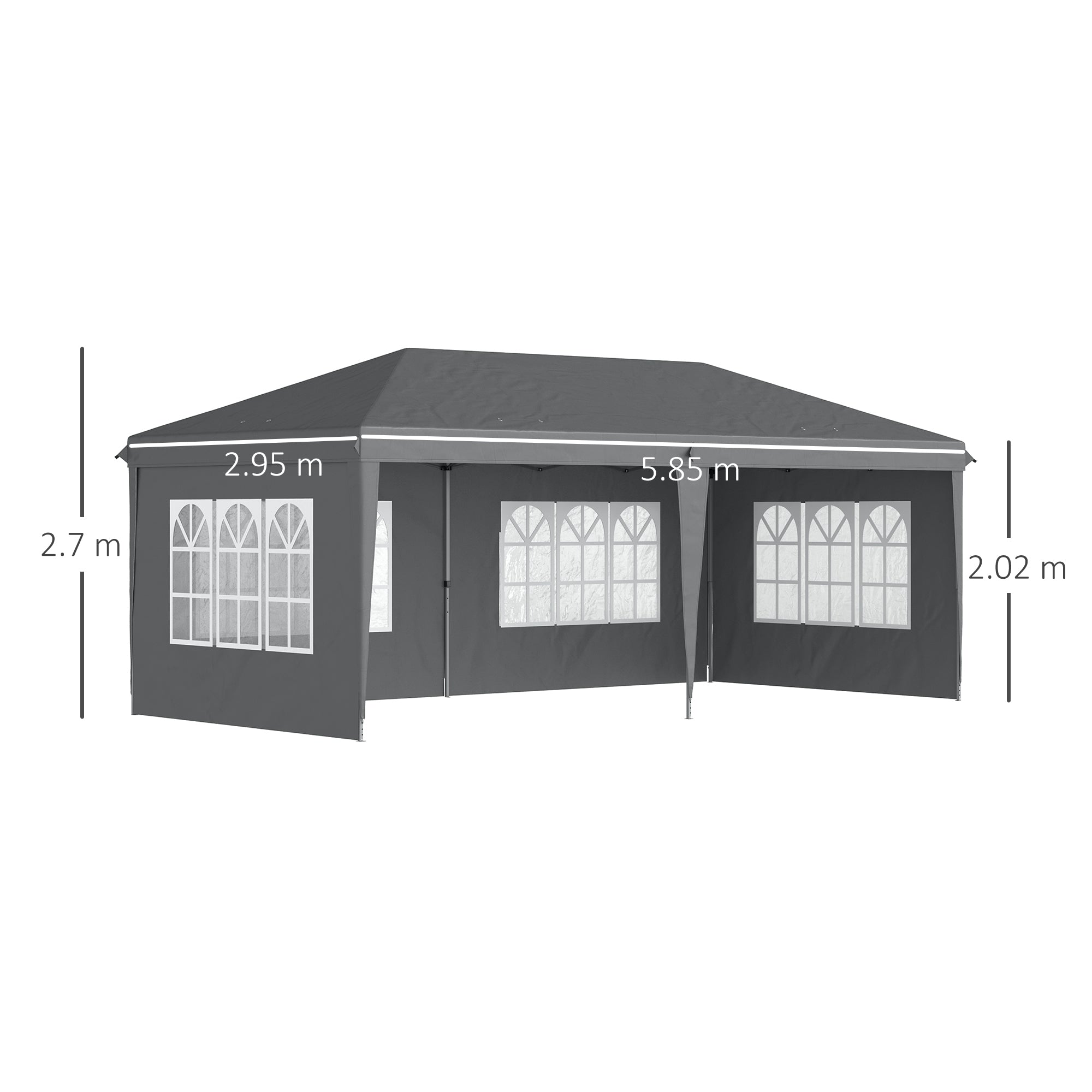 Outsunny 3 x 6m Pop-Up Gazebo, with Removable Walls - Grey - North Peak Garden Furniture