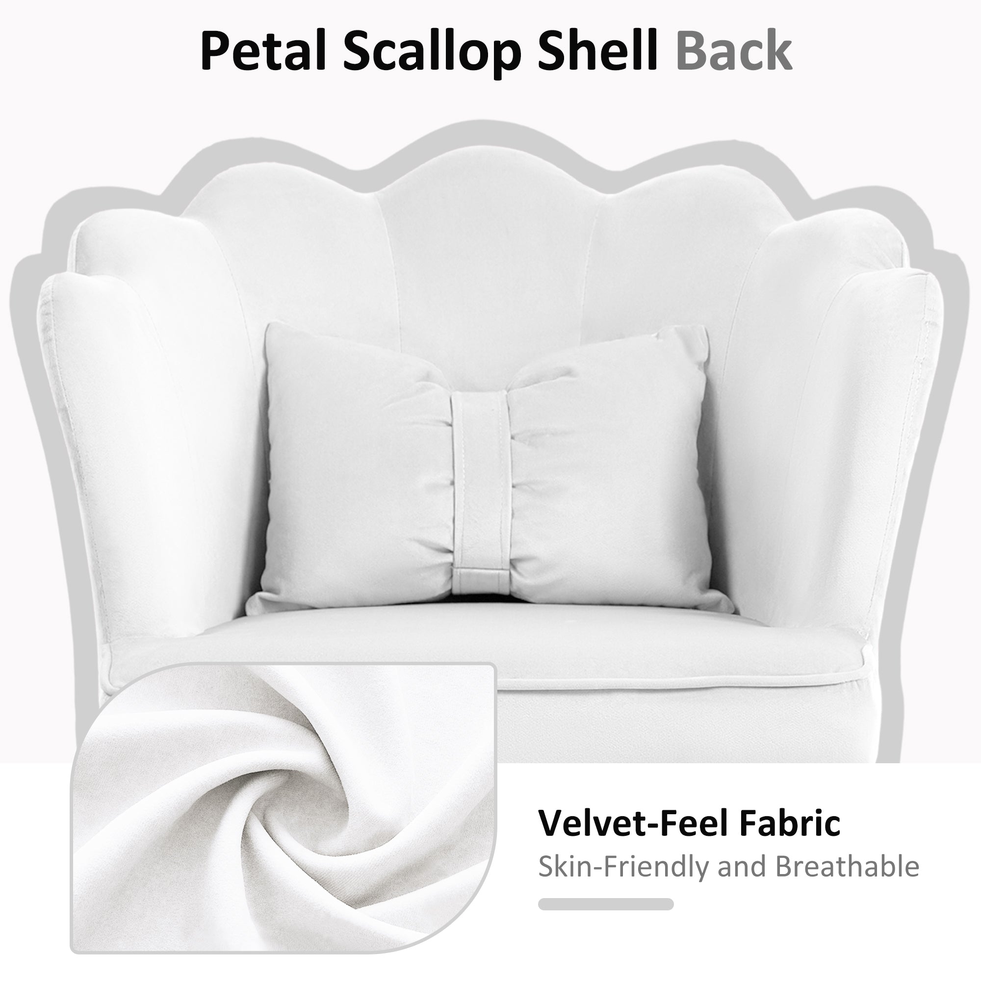 HOMCOM Velvet-Feel Petal Back Office Chair - White - North Peak Garden Furniture