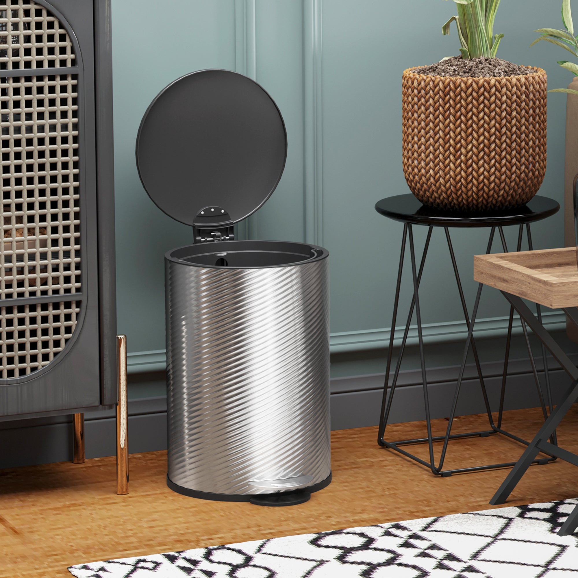 HOMCOM 20L Stainless Steel Compact Home Bin - North Peak Garden Furniture