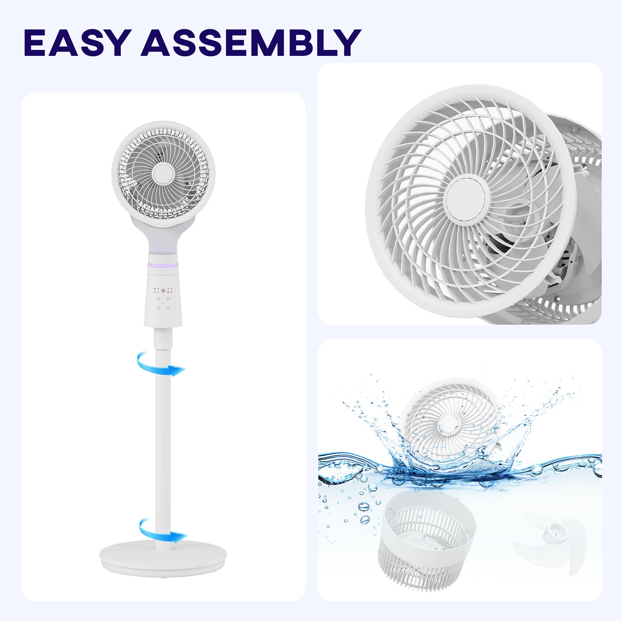 HOMCOM Pedestal Air Circulation Fan with Oscillating, Light Off, White