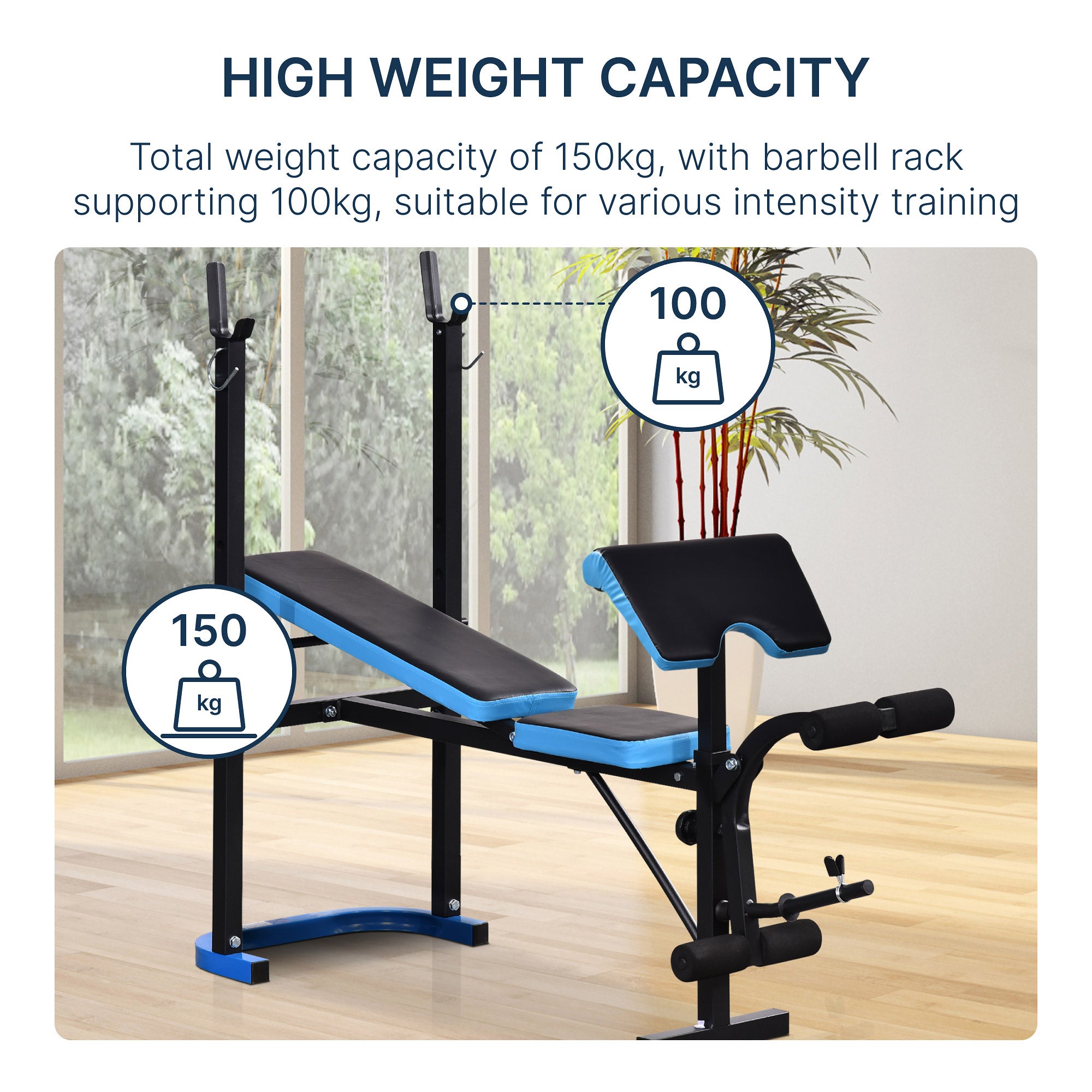 HOMCOM Adjustable Weight Bench with Leg Developer Barbell Rack for Lifting and Strength Training Multifunctional Workout Station for Home Gym Fitness, Black - North Peak Garden Furniture