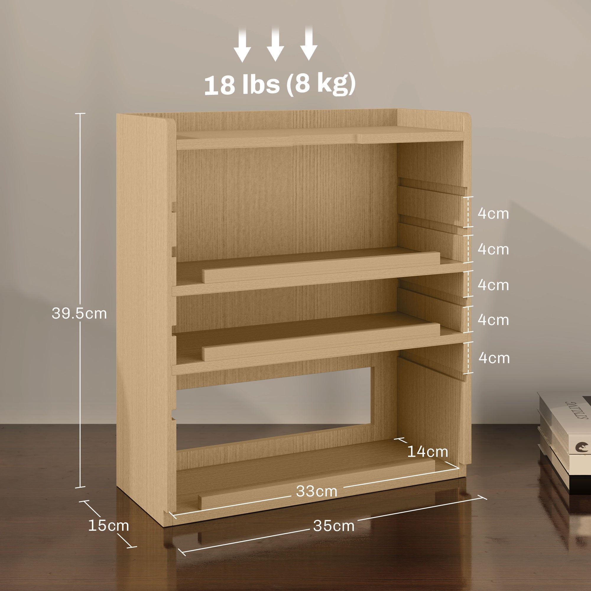 HOMCOM Four-Tier Desktop Organiser - Oak Tone - North Peak Garden Furniture