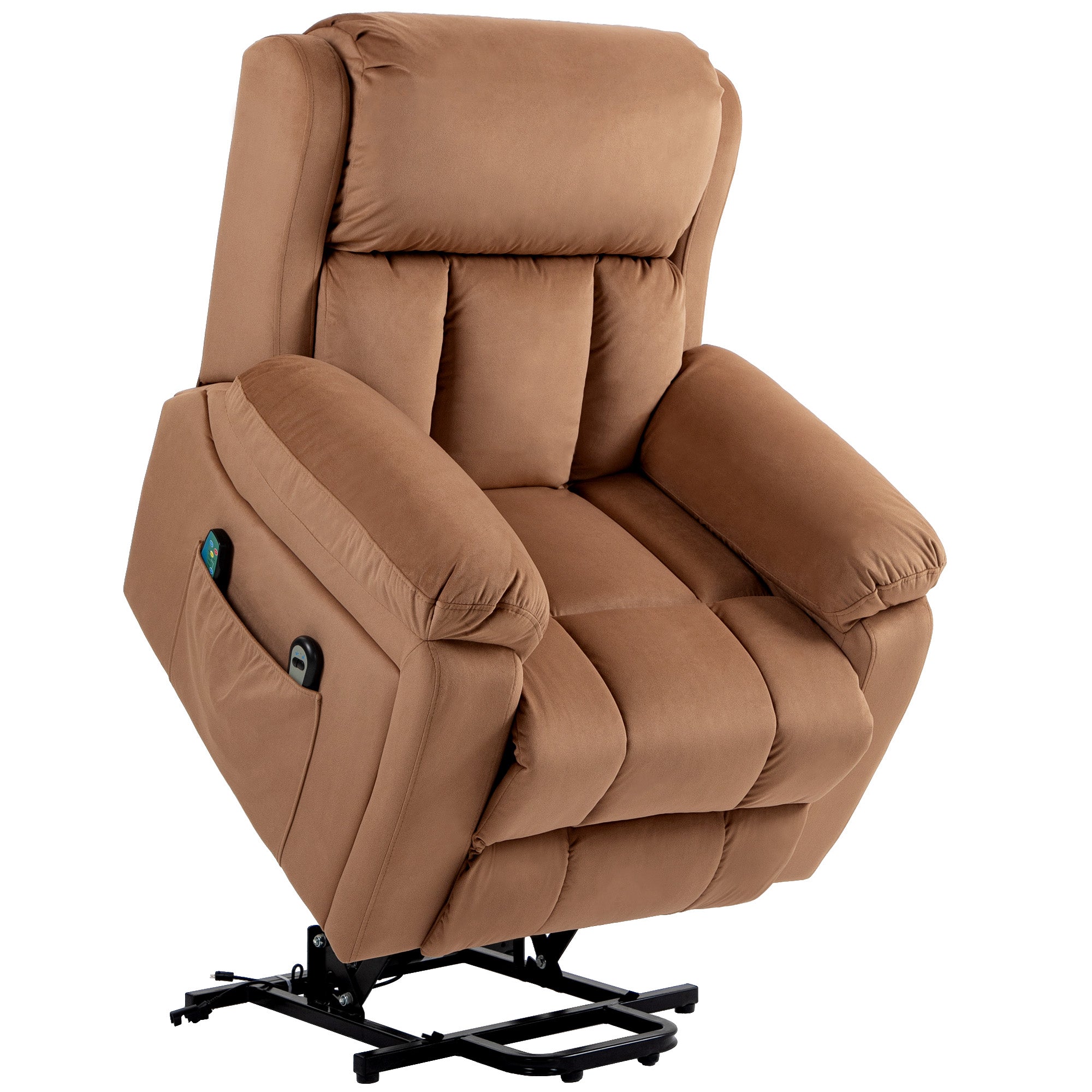 HOMCOM Eight Massage Point Electric Reclining Lift Chair, with Remote - Brown - North Peak Garden Furniture