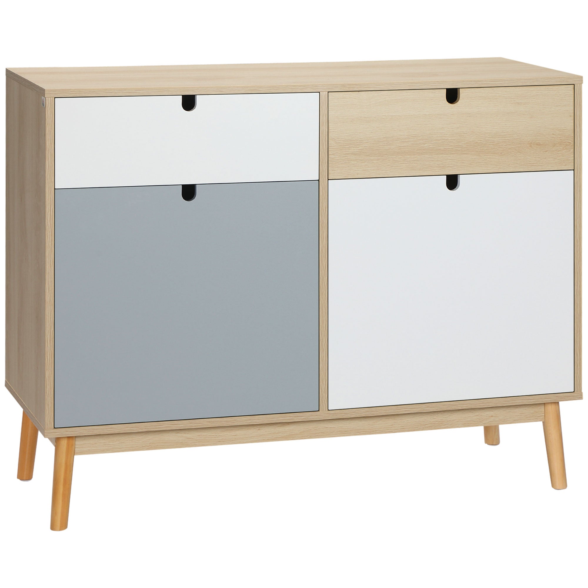 HOMCOM Sideboard, Kitchen Storage Cabinet with Drawers and Door Cupboards for Dining Room, Living Room, Entryway,100W x 40D x 79.5Hcm, Multicoloured - North Peak Garden Furniture