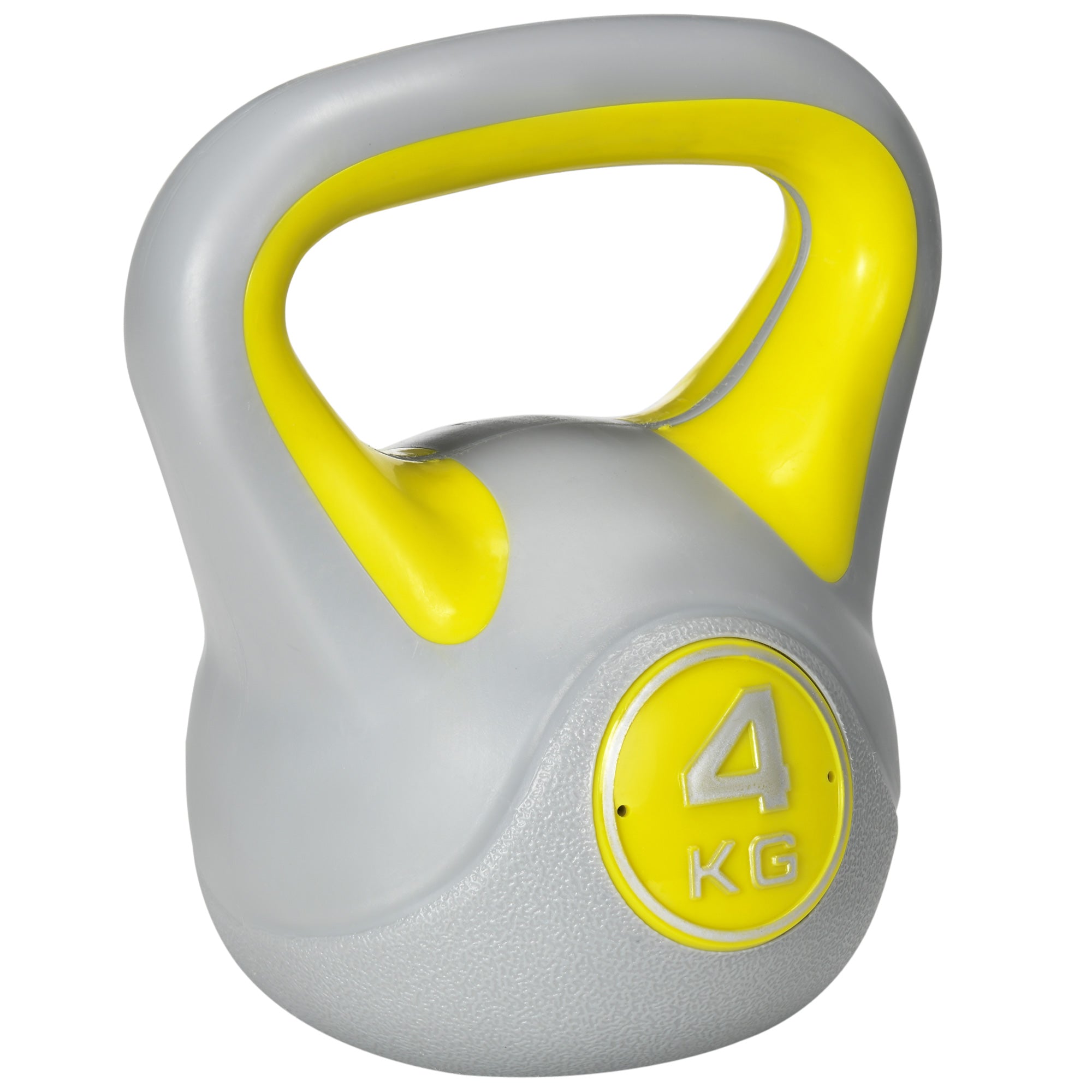 SPORTNOW Kettlebell, 4kg Kettle Bells with Handle for Home Gym Weight Lifting and Strength Training, Yellow and Grey - North Peak Garden Furniture